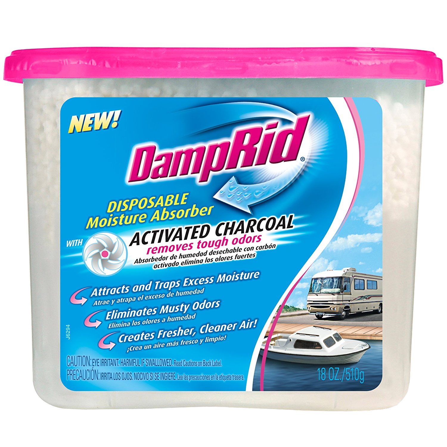 DampRid FG118RV Charcoal Moisture Absorber for RV - 18-Ounce (3-Pack) | Eliminates Musty Odors & Prevents Mold in Campers, Trailers & Boats