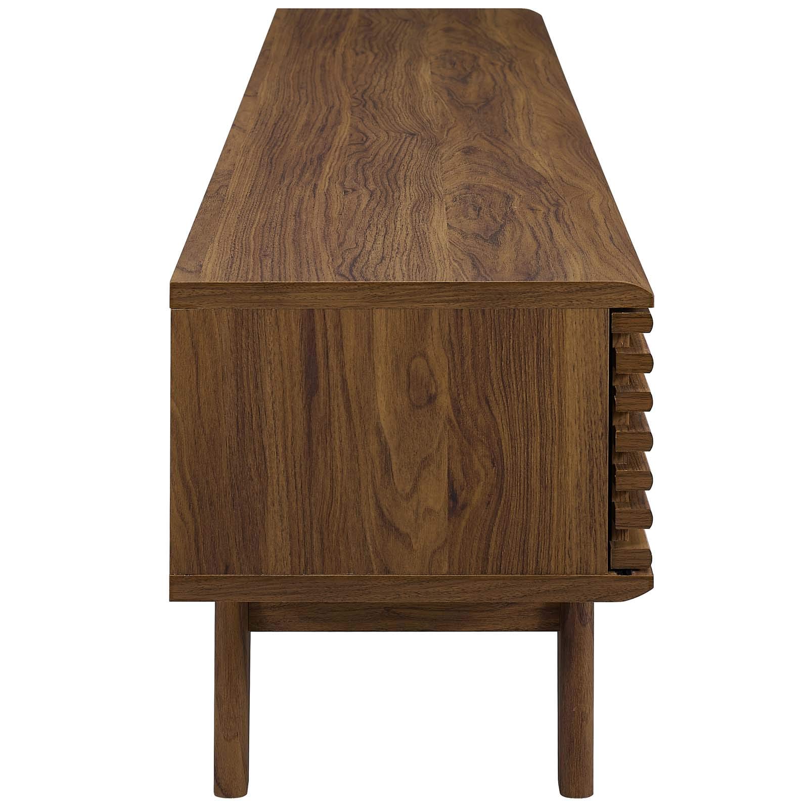 Modern Contemporary Wooden TV Stand Console Table for Living Room, Lounge, Club & Lobby - Natural Brown Finish - Perfect for Media Storage & Entertainment Centers