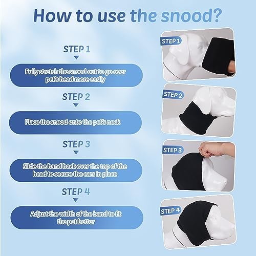 Dog Ear Wraps & Cat Ear Snoods - Anxiety Relief Noise Canceling Pet Ear Muffs for Grooming, Force Drying & Ear Hematoma Care - Calming Neck & Ear Warmer for Dogs - Perfect for Vet Visits, Grooming Sessions & Winter Walks - Black
