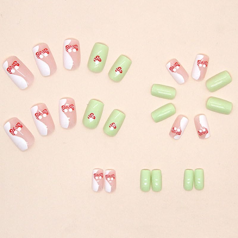 Exquisite Plant Design Press on Nails - Medium Square Fake Nails 24Pcs, Acrylic Full Cover Stick on Artificial Nails for Women & Girls - Perfect for Daily Wear, Wedding, Manicure & Special Occasions