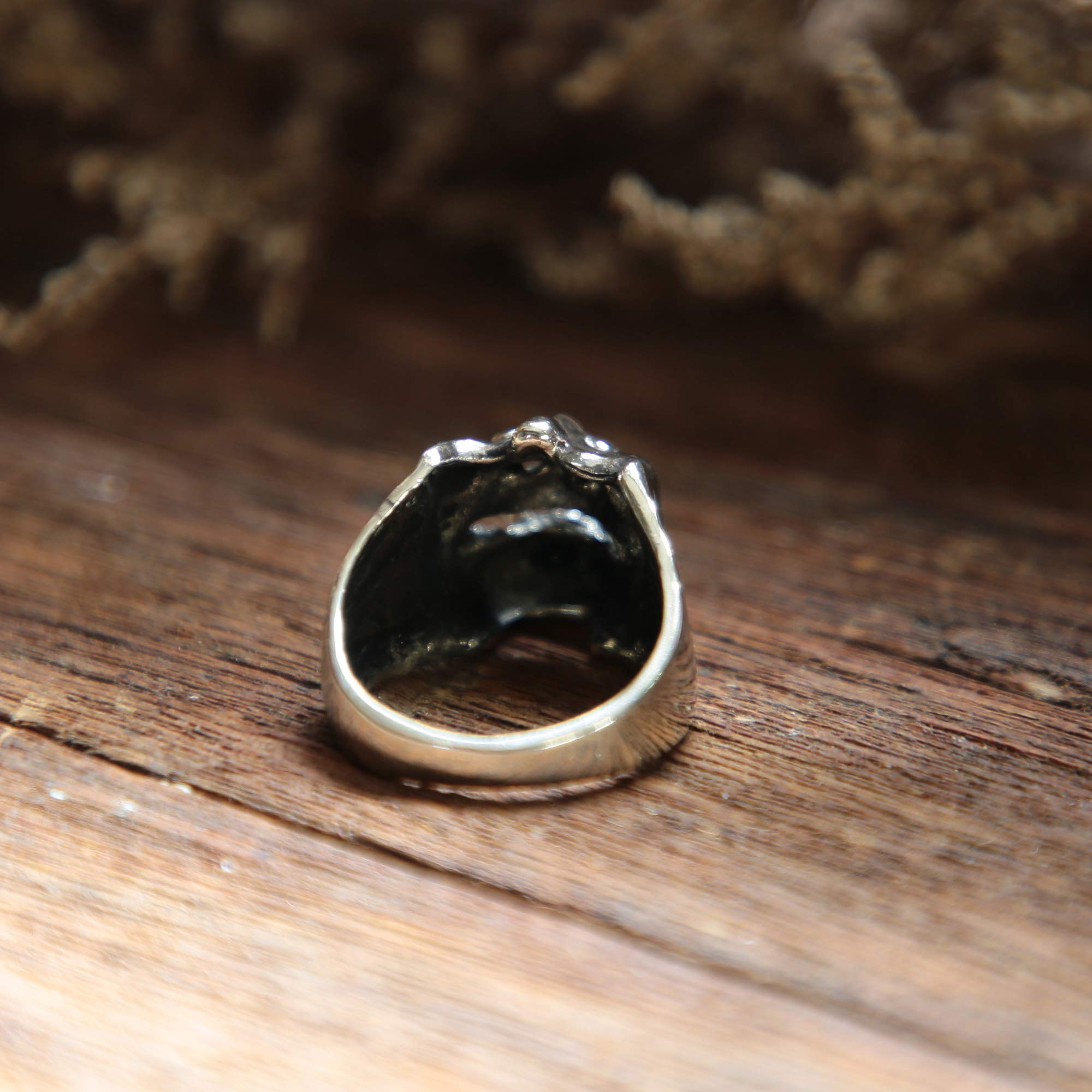 Samurai Skull Ring for Men - 925 Sterling Silver Japanese Warrior Gothic Biker Jewelry - Perfect for Halloween, Cosplay, and Gothic Fashion Accessories