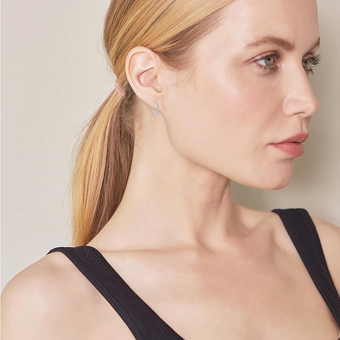 0.50-2.00 Carat Lab-Grown Diamond Hoop Earrings for Women - Sterling Silver Inside-Out Round Diamond Jewelry | Elegant Gift Box Included | Perfect for Weddings, Anniversaries & Special Occasions