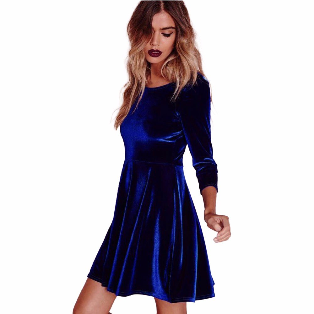 HHPP Women's Summer Midi Dress - Round Neck Velvet Wrap Dress with 3/4 Sleeves | Perfect for Beach Vacations, Date Nights & Summer Parties