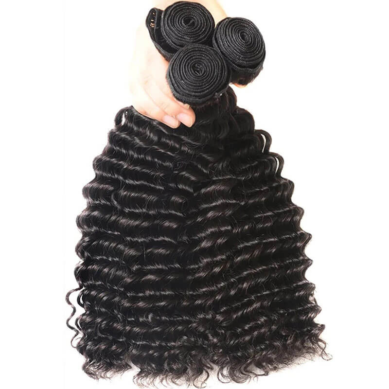 Eullair 10A Virgin Human Hair Bundles - 3/4 PCS Deep Wave Weave for Black Women | Perfect for Protective Styles, Wig Making & Everyday Wear