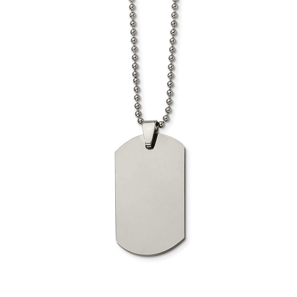 Roy Rose Jewelry Polished Tungsten Dog Tag Necklace - 22 Inch Men's Military Style Chain with Lobster Clasp - Perfect for Everyday Wear, Gifts & Special Occasions