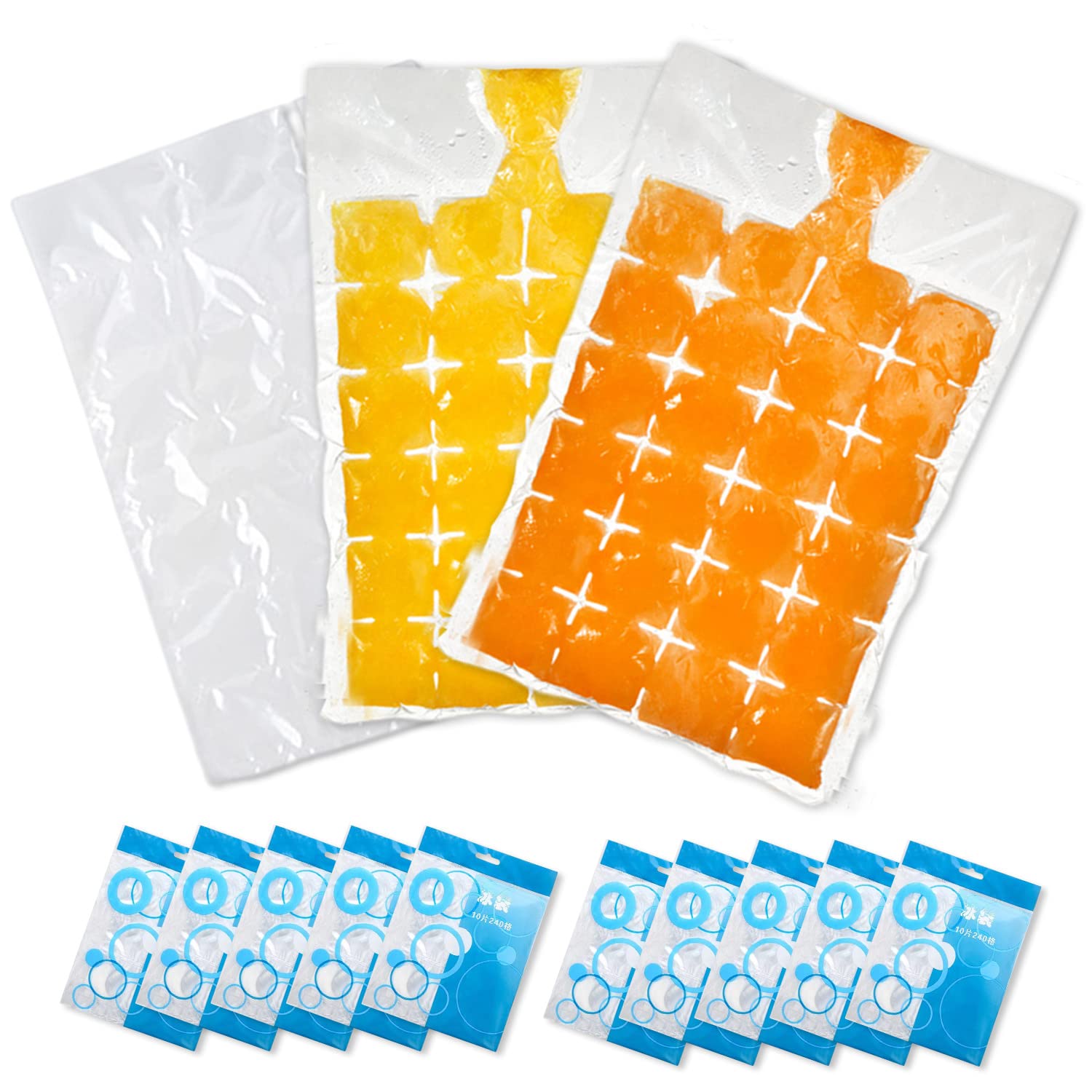 10-Pack Disposable Ice Cube Bags for DIY Ice Making - Reusable Ice Tray Mold for Summer Drinks, Cocktails, and Coolers | Perfect for Parties, Camping & Home Use