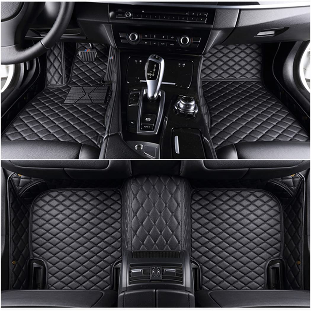 JONGIA Custom Car Floor Mats - All Weather, Waterproof, Non-Slip for Sedan, SUV & Sports Cars (2003-2023 Models) - Full Coverage Leather Vehicle Lining Pads (Black) | Perfect for Daily Commute, Road Trips & All-Season Protection