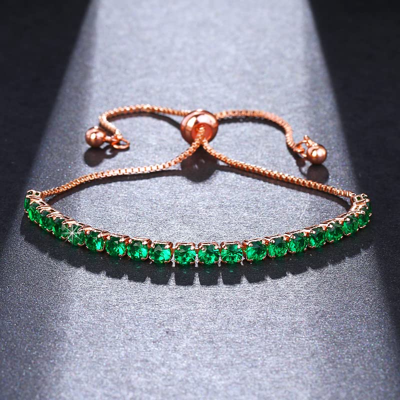 Elegant Cubic Zirconia Tennis Bracelet for Women - Adjustable Birthstone Rhinestone Slider Chain Bracelet, Dainty Fashion Jewelry Gift for Girls, Teens & Women | Perfect for Birthday, Anniversary & Special Occasions