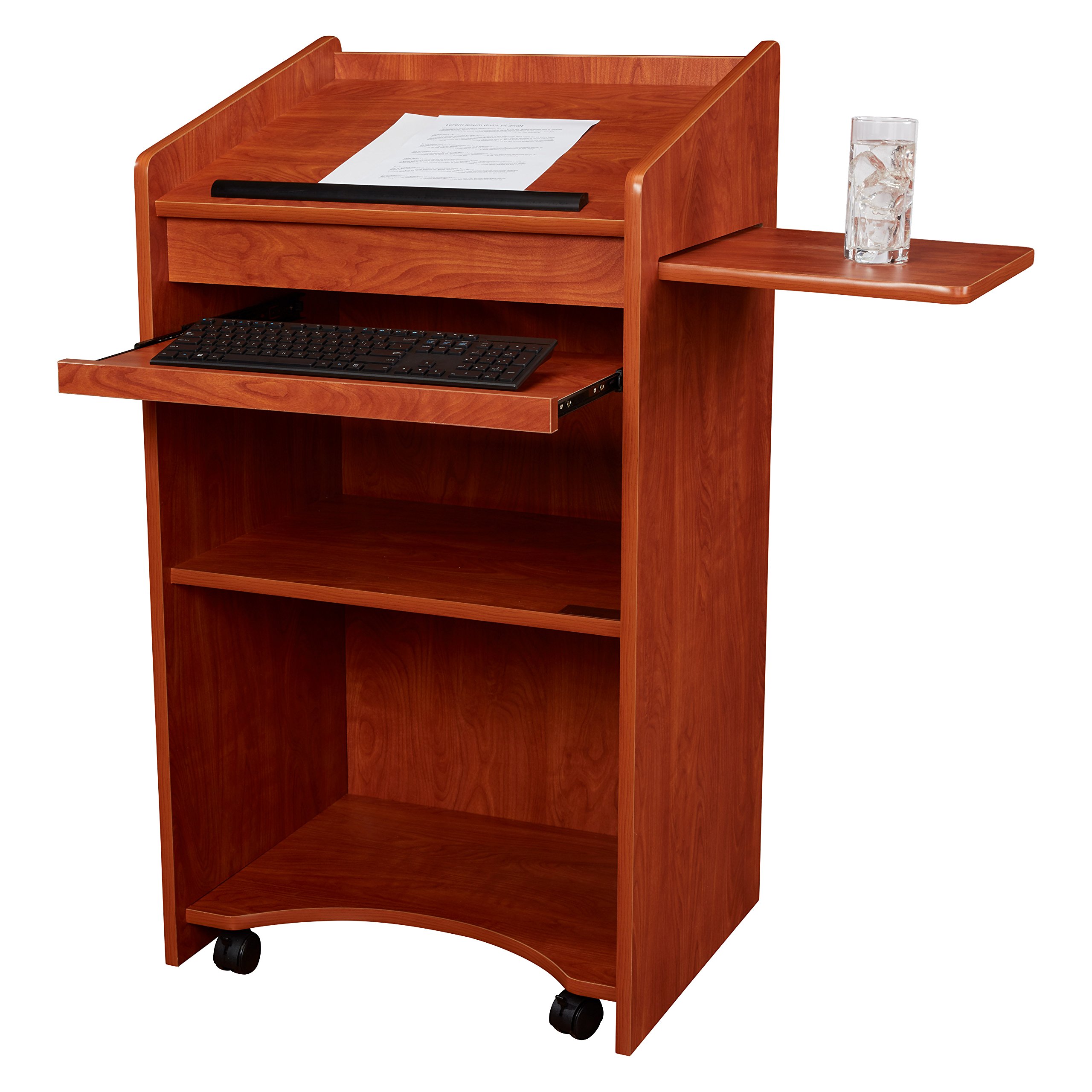 Premium Oklahoma Sound Aristocrat Floor Lectern - Solid Wild Cherry Wood - Perfect for Church Pulpits, Wedding Ceremonies & Public Speaking Events