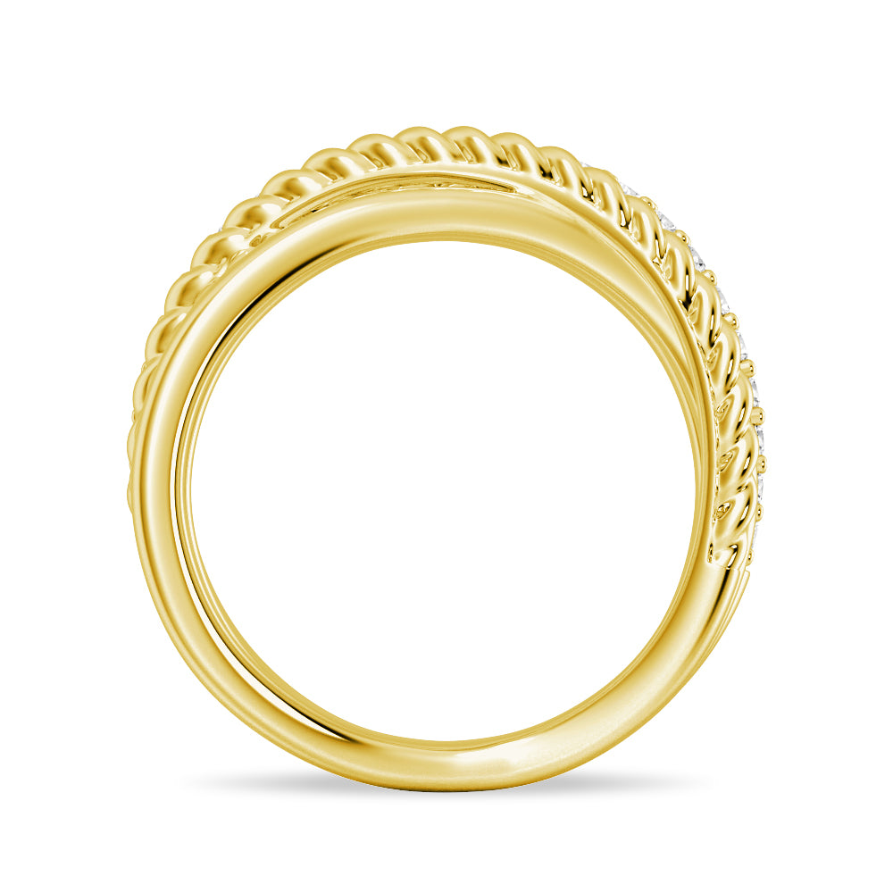 Interwoven Diamond Ring with Twisted Rope Bands - Elegant Wedding Band, Anniversary Gift for Her, Perfect for Bridal Jewelry & Special Occasions