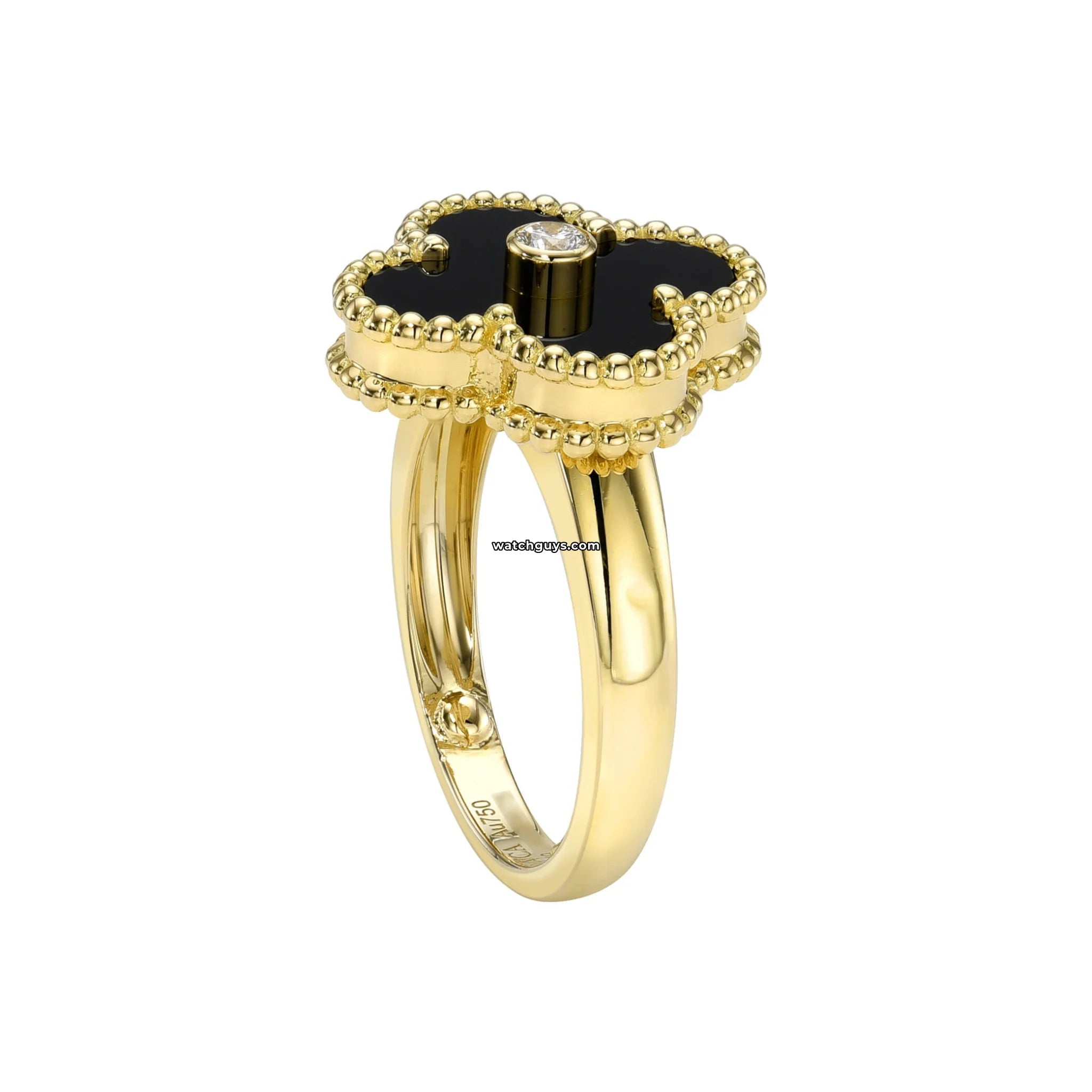 Van Cleef & Arpels Vintage Alhambra Ring - 18K Gold Onyx & Diamond Jewelry for Women | Luxury Gift for Anniversary, Birthday & Special Occasions