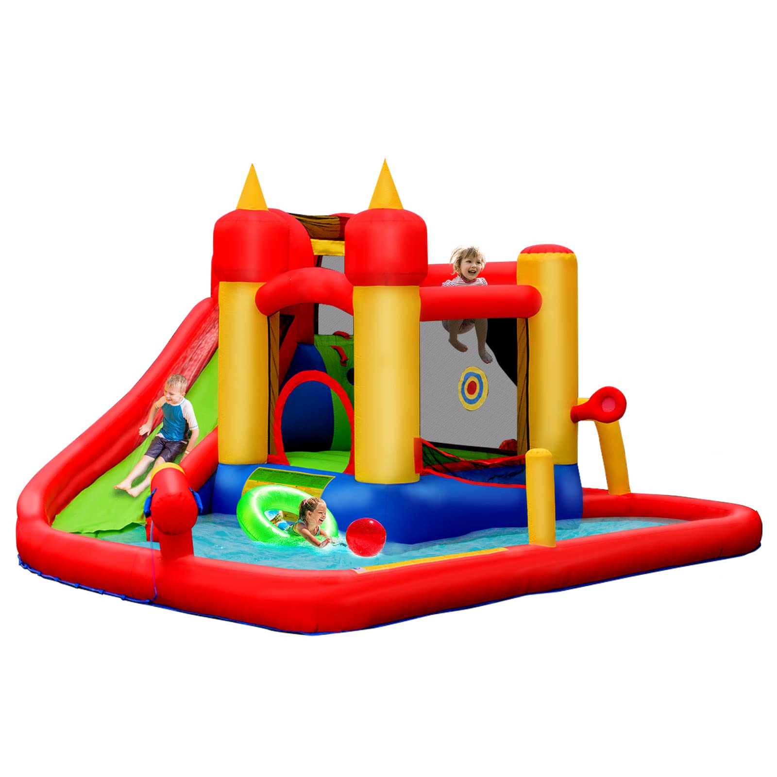 **HONEY JOY 7-in-1 Inflatable Water Slide & Bounce House for Kids & Adults – Giant Blow Up Water Park with Splash Pool – Outdoor Backyard Summer Fun (Blower Not Included) – Perfect for Birthday Parties, Family Gatherings, and Summer Water Play**