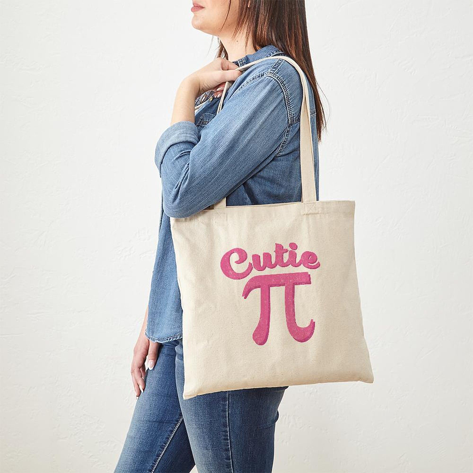 Cutie Pi Tote Bag - Natural Canvas Reusable Shopping Bag for Women | Eco-Friendly Grocery Tote for School, Work & Farmers Market
