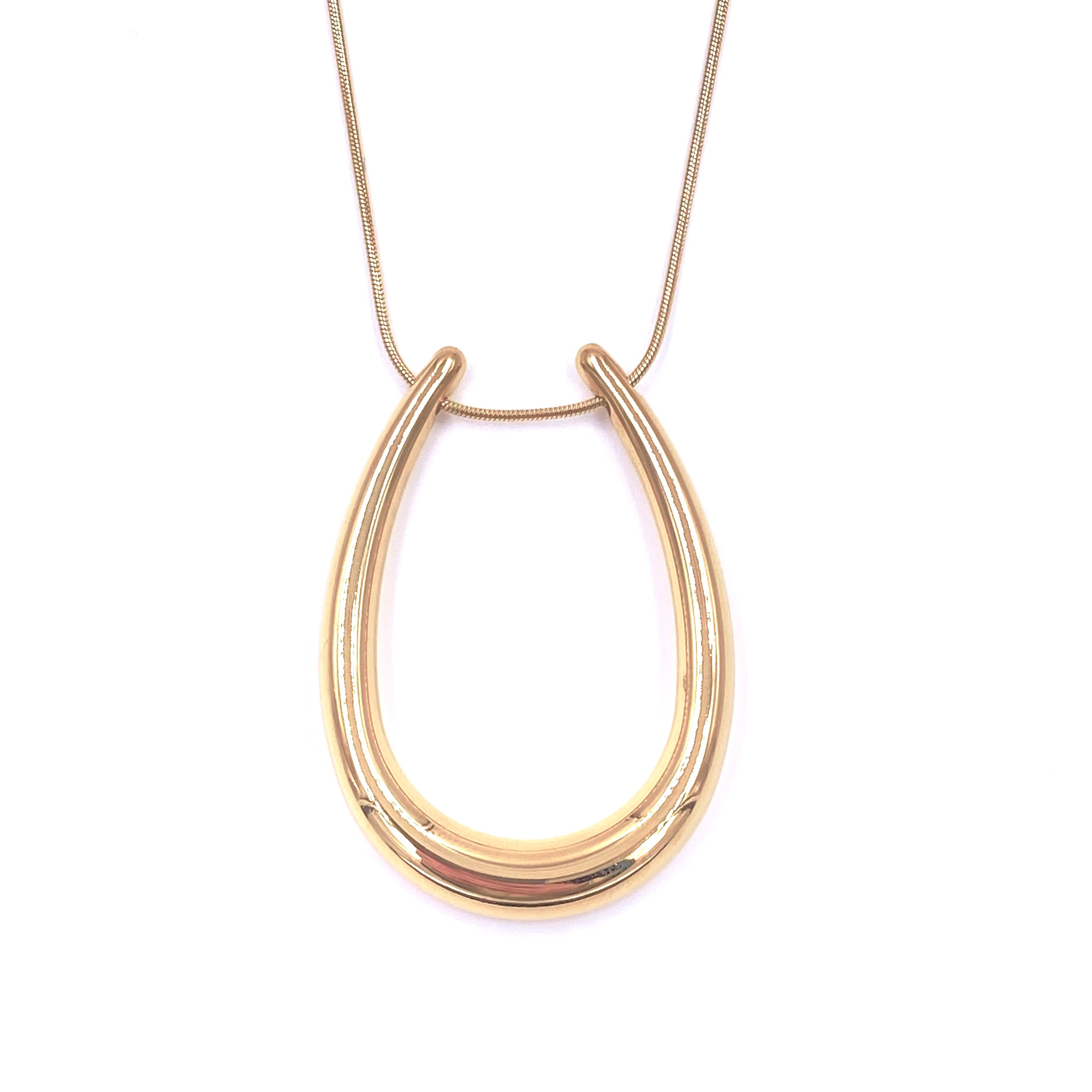 Ashley Gold Stainless Steel U-Shaped Pendant Necklace for Women - Elegant Jewelry Gift for Valentine's Day, Anniversary & Special Occasions