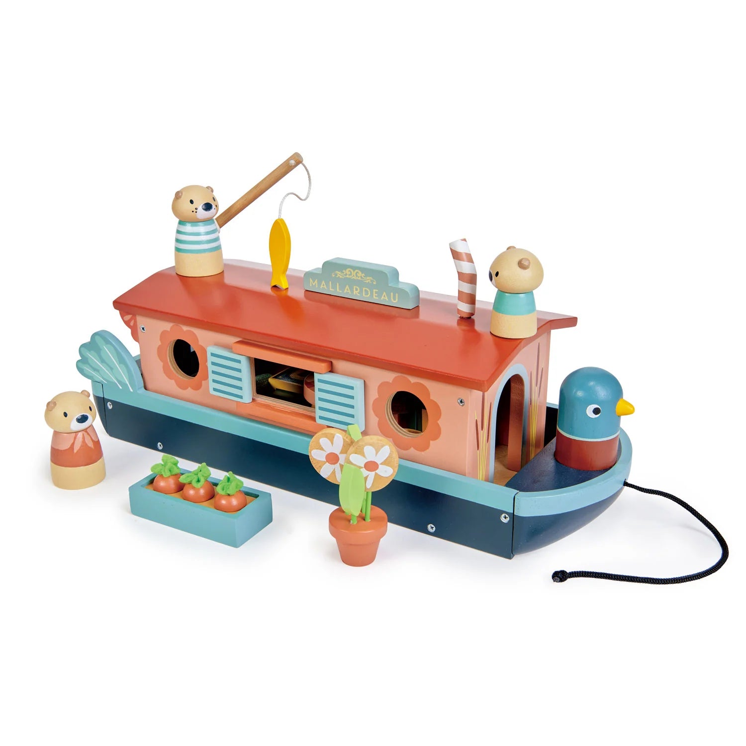 Little Otter Canal Boat - Premium Wooden Toy Boat for Kids | Perfect for Bathtub Play, Pool Fun & Outdoor Water Adventures