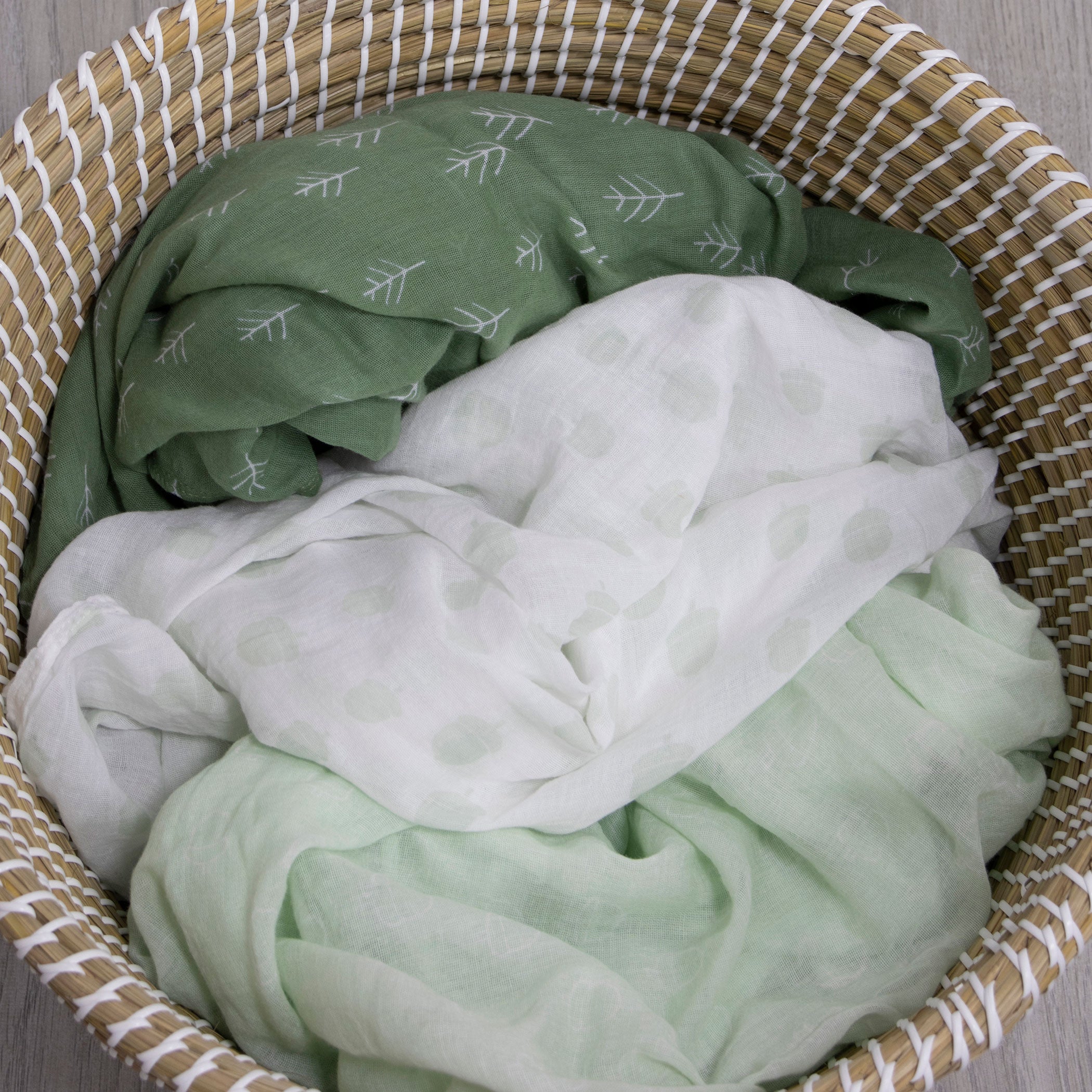 3-Pack Soft Nordic Muslin Baby Swaddle Wraps - Avocado & Forest Green - Breathable & Lightweight for Newborns, Infants - Perfect for Swaddling, Nursing, Stroller & Car Seat Covers