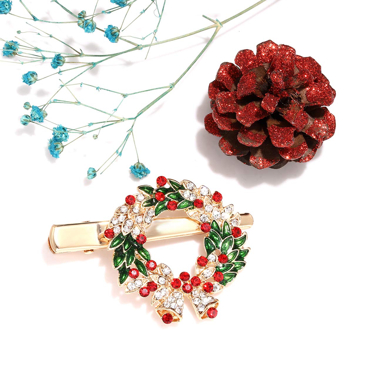 Sparkling Christmas Hair Clips for Women - Rhinestone Crystal Snowflake & Reindeer Wreath Hair Accessories (Set of 6) | Perfect for Holiday Parties, Xmas Gifts & Festive Hairstyles | Christmas Tree & Wreath Design Hairpins