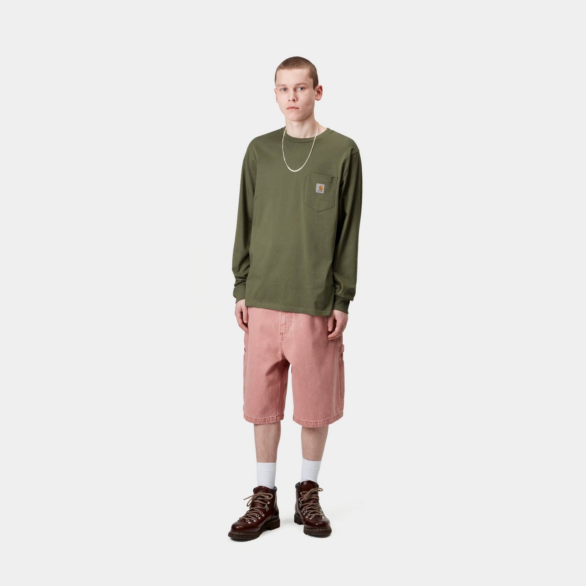 Men's Long Sleeve Pocket T-Shirt - Comfortable Casual Shirt with Chest Pocket | Dollar Green | Perfect for Work, Outdoor Activities & Everyday Wear