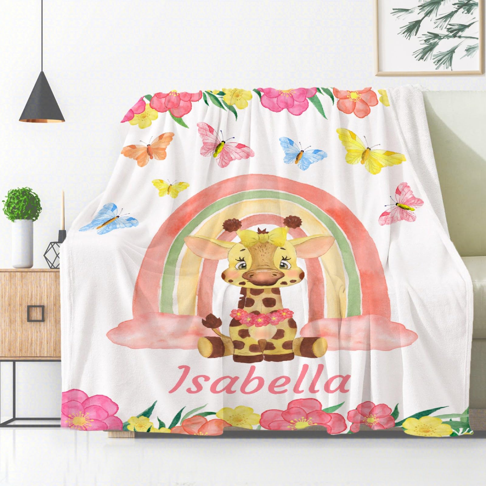 Personalized Baby Blankets for Girls & Boys - Custom Name Embroidered Fleece Blanket - Soft Cozy Deer Print Throw for Newborns - Perfect Baby Shower Gift & Nursery Essential (XL Size) - Great for Cuddling, Swaddling & Family Photo Props