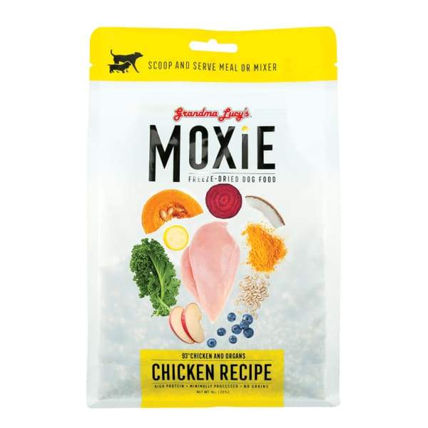 Grandma Lucy's Moxie Chicken Recipe Grain-Free Freeze-Dried Dog Food - 8oz | All-Natural, High-Protein Kibble Alternative for Small & Large Dogs | Perfect for Travel, Training & Everyday Meals