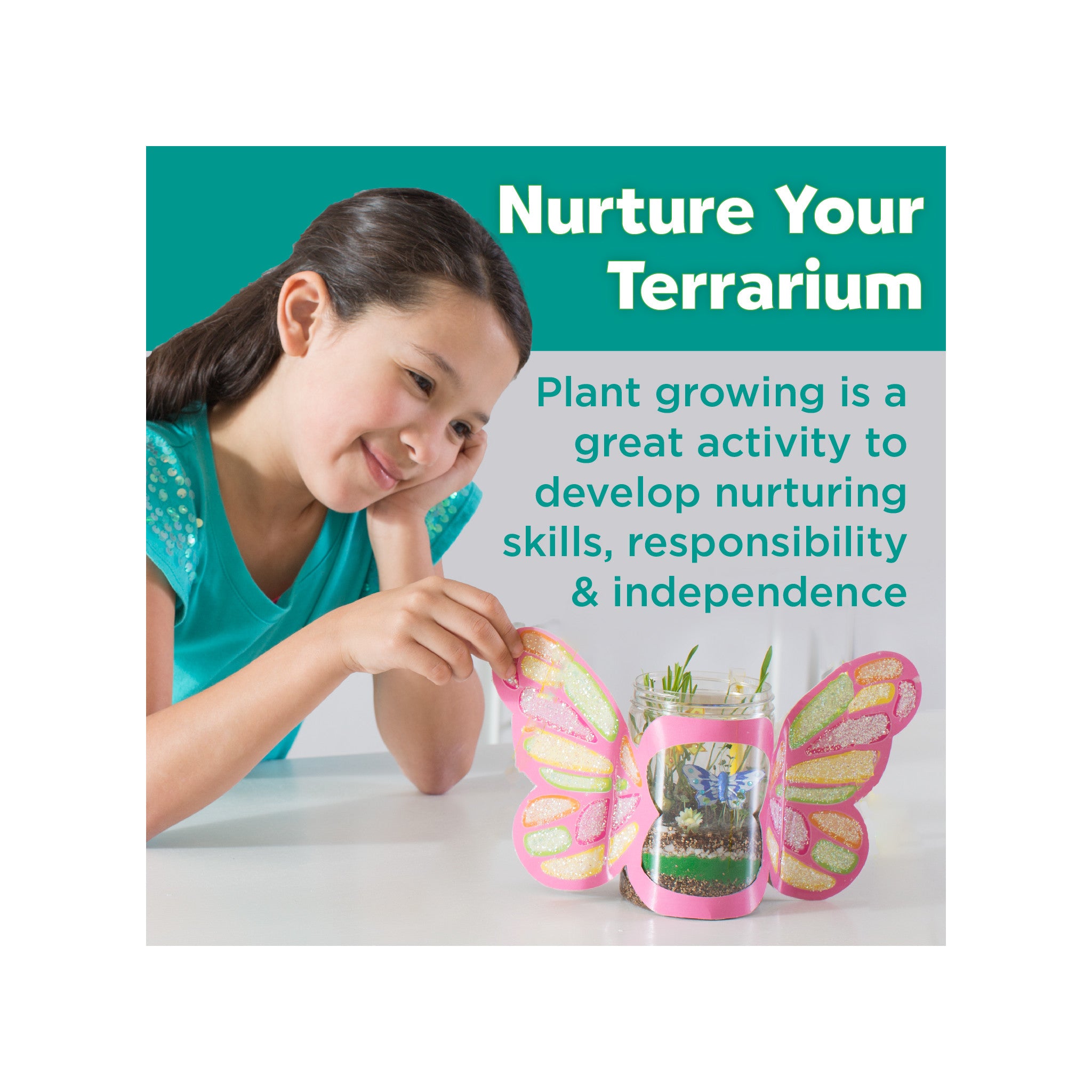 Sparkle N' Grow Butterfly Terrarium Kit - DIY Habitat for Kids & Educational Science Project - Perfect for Home, Classroom & Garden Exploration #6121000