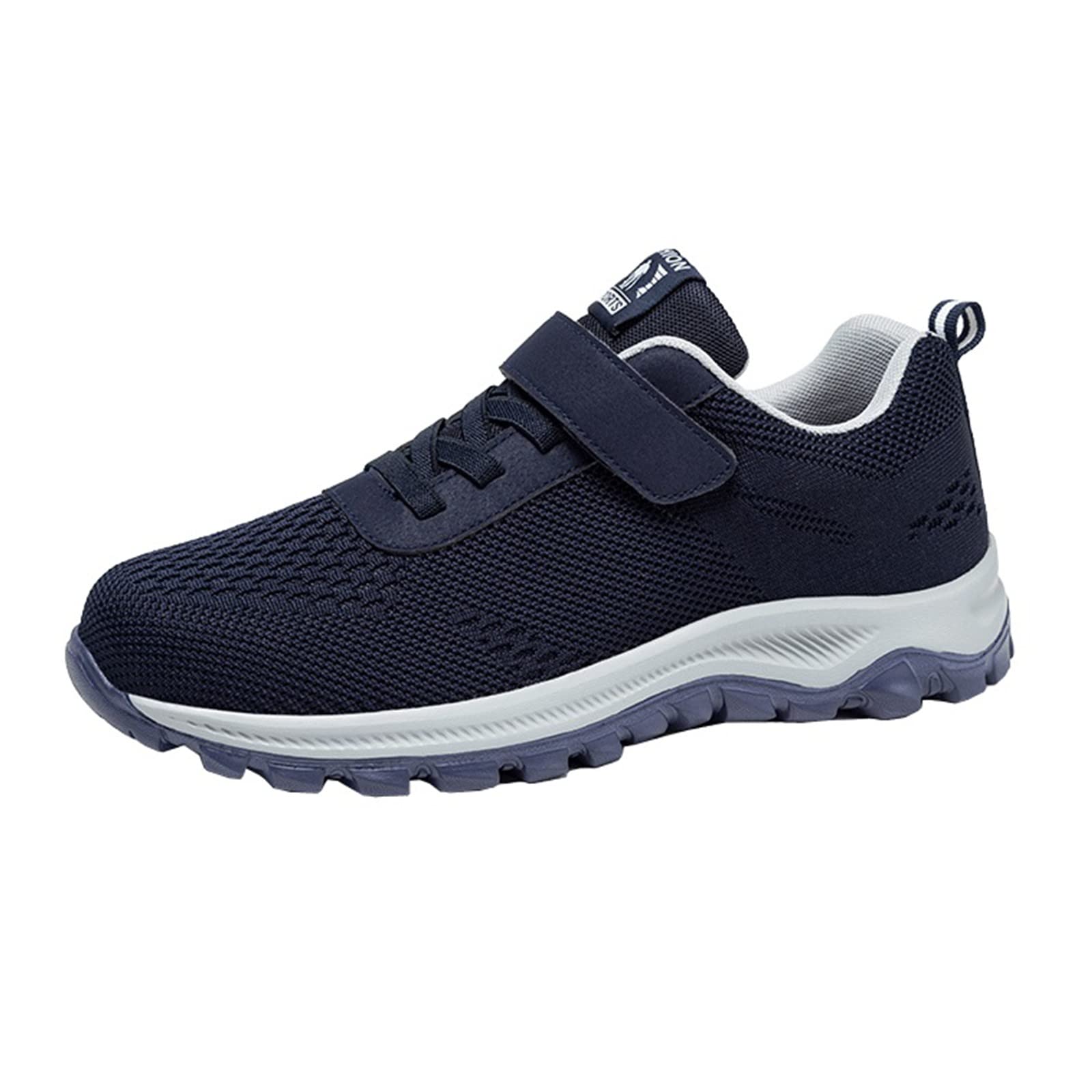YUHAOTIN Men's Low Top Sneakers - Breathable Lightweight Casual Sports Shoes with Adjustable Strap - Wide Fit for Walking, Running & Everyday Wear