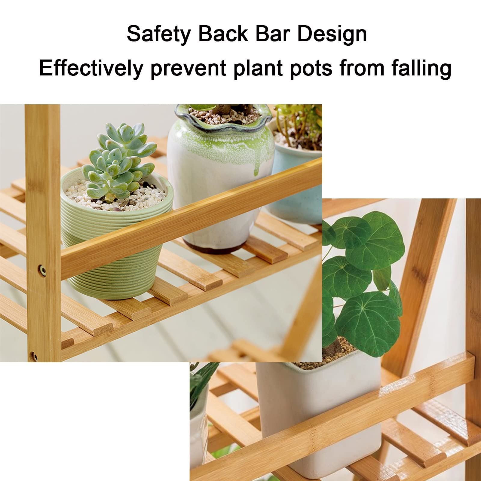 LIGUOYI 3-Tier Bamboo Plant Stand - Foldable Flower Pot Holder Shelf for Indoor & Outdoor Plants | Perfect for Garden, Balcony, Living Room & Patio Decor | Space-Saving Multi-Tier Plant Display Rack