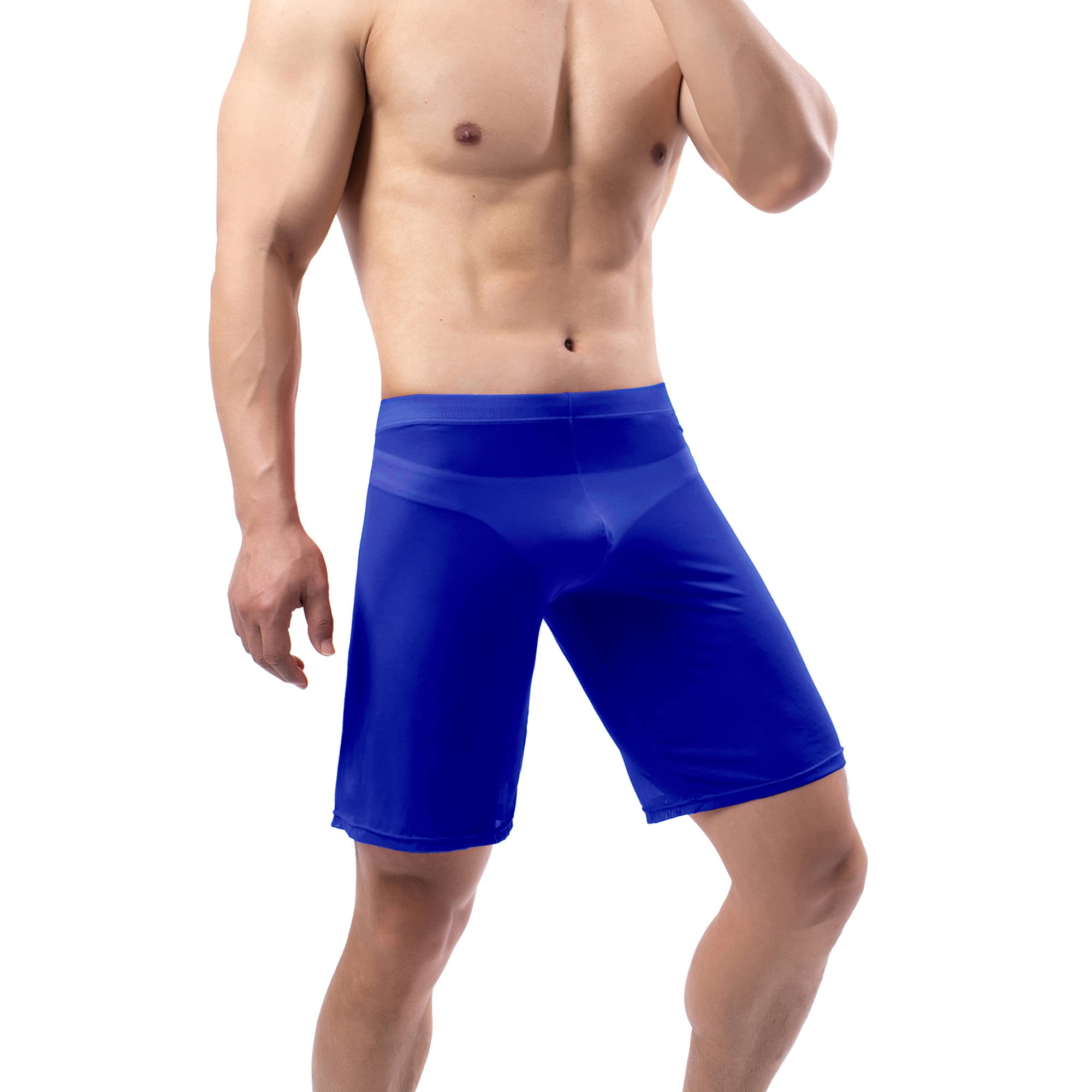 QiaTi Men's Mesh Boxer Shorts - Breathable See-Through Loose Lounge Underwear & Pajama Shorts for Sleepwear, Gym, and Summer Comfort