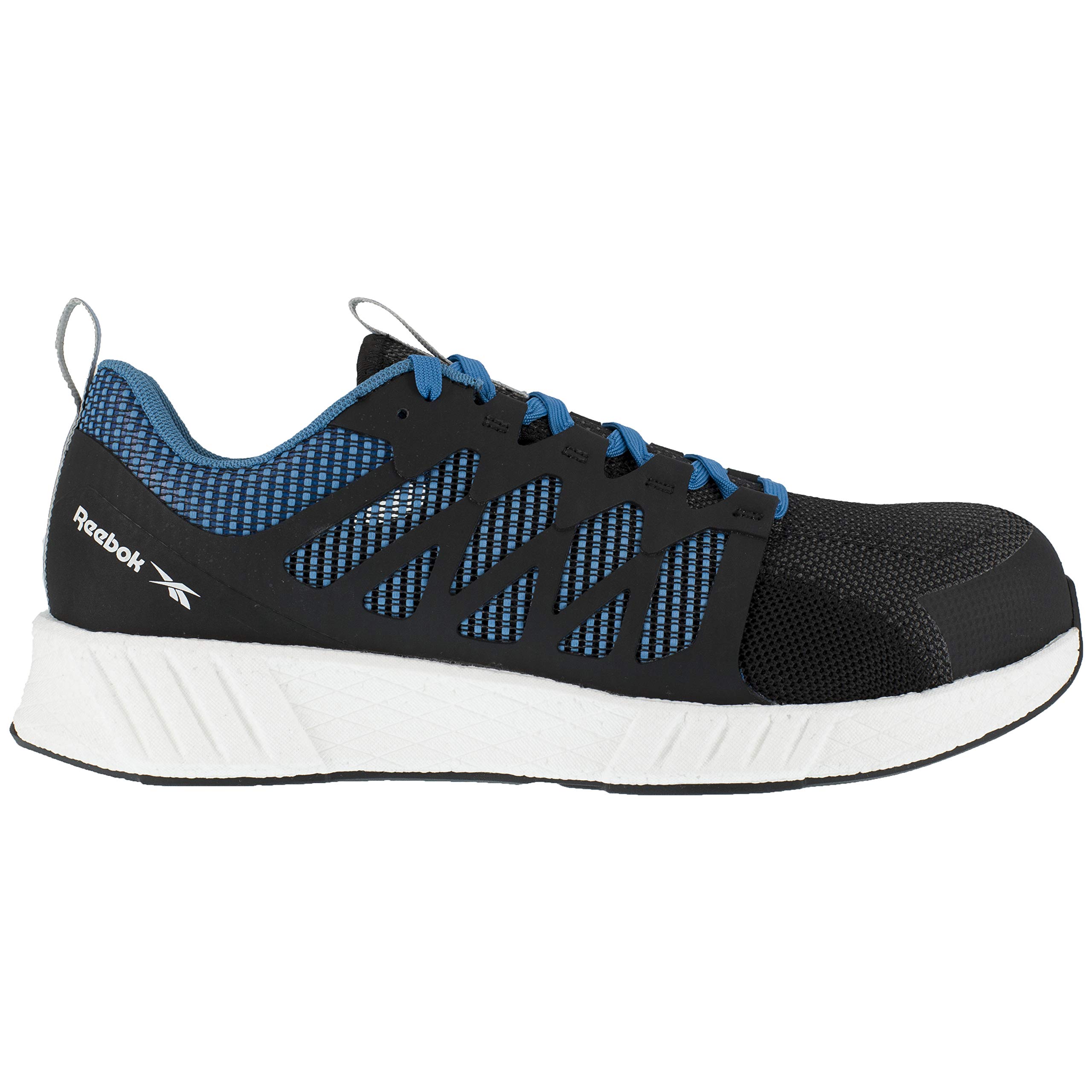 Reebok Men's Rb4314 Fusion Flexweave Safety Composite Toe Athletic Work Shoes - Black & Blue - Lightweight & Durable for Construction, Warehouse & Industrial Work