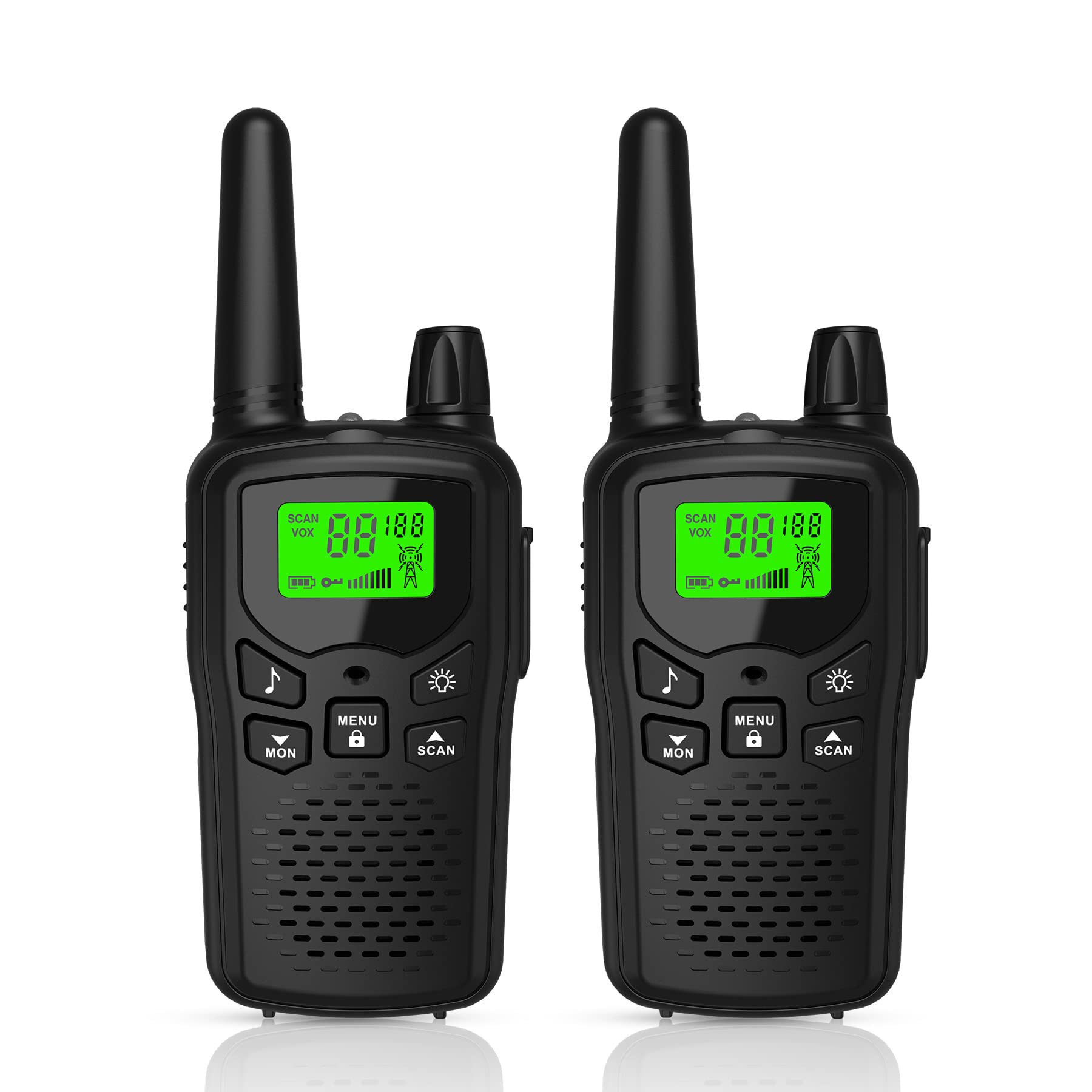 Long Range Walkie Talkies for Adults - 22 FRS Channels, Built-in LED Flashlight, VOX & LCD Display - Perfect for Hiking, Camping, Hunting & Outdoor Adventures (Black)