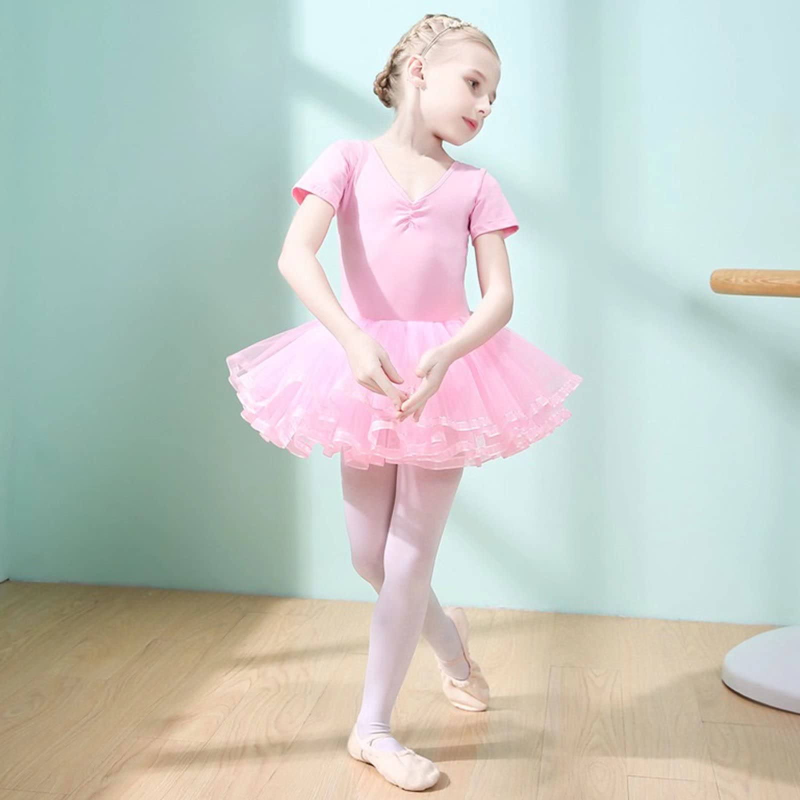 Girls Ballet Leotard with Tutu Skirt - Toddler Short Sleeve Ballerina Dance Outfit for Ballet Class, Recital & Performance
