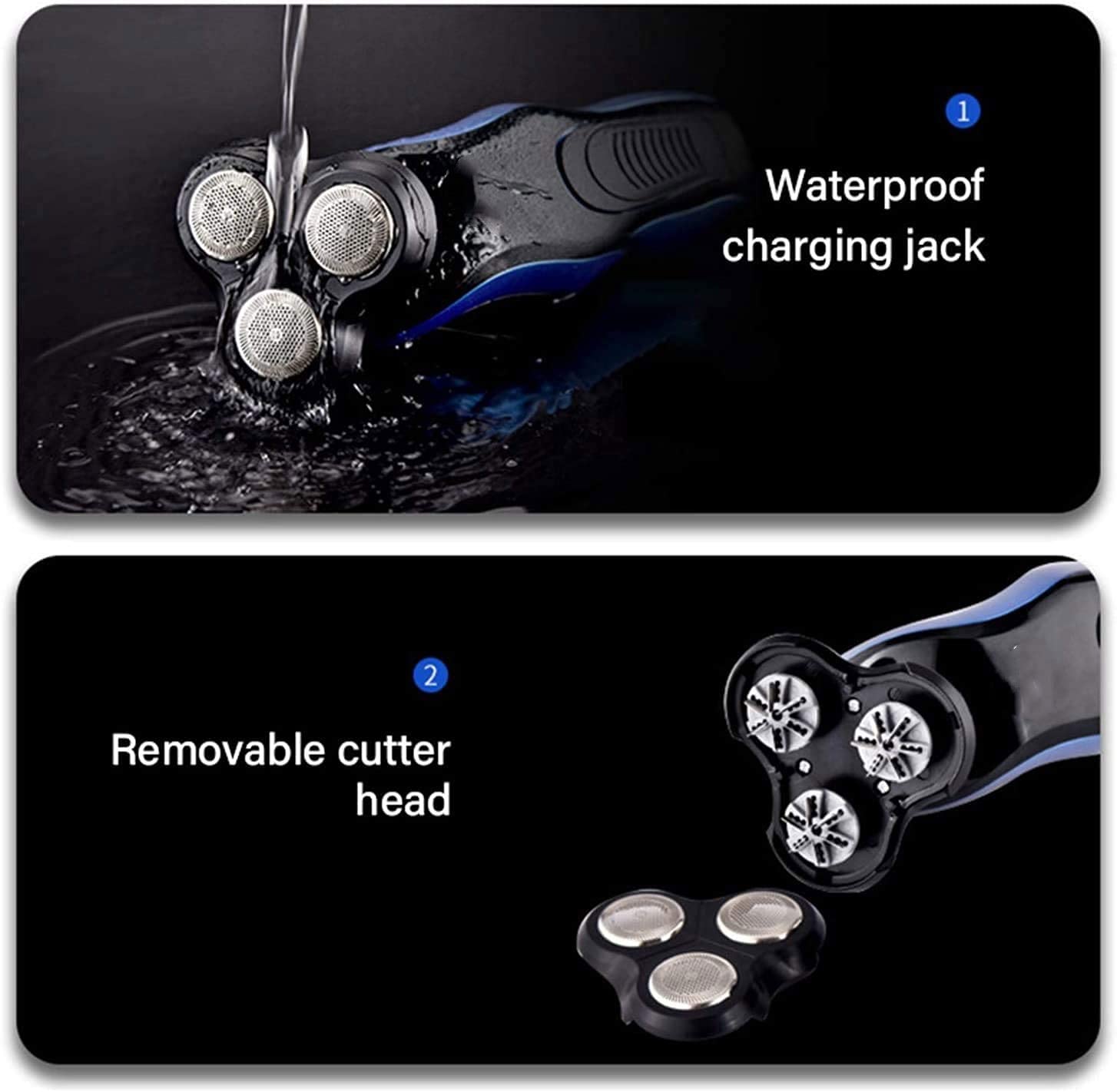 4-in-1 Rotary Electric Razor for Men - Wet/Dry Cordless Shaver with USB Charging & Waterproof Design - Complete Grooming Kit for Face, Head & Body Shaving - Perfect for Travel, Gym & Daily Use (Black)