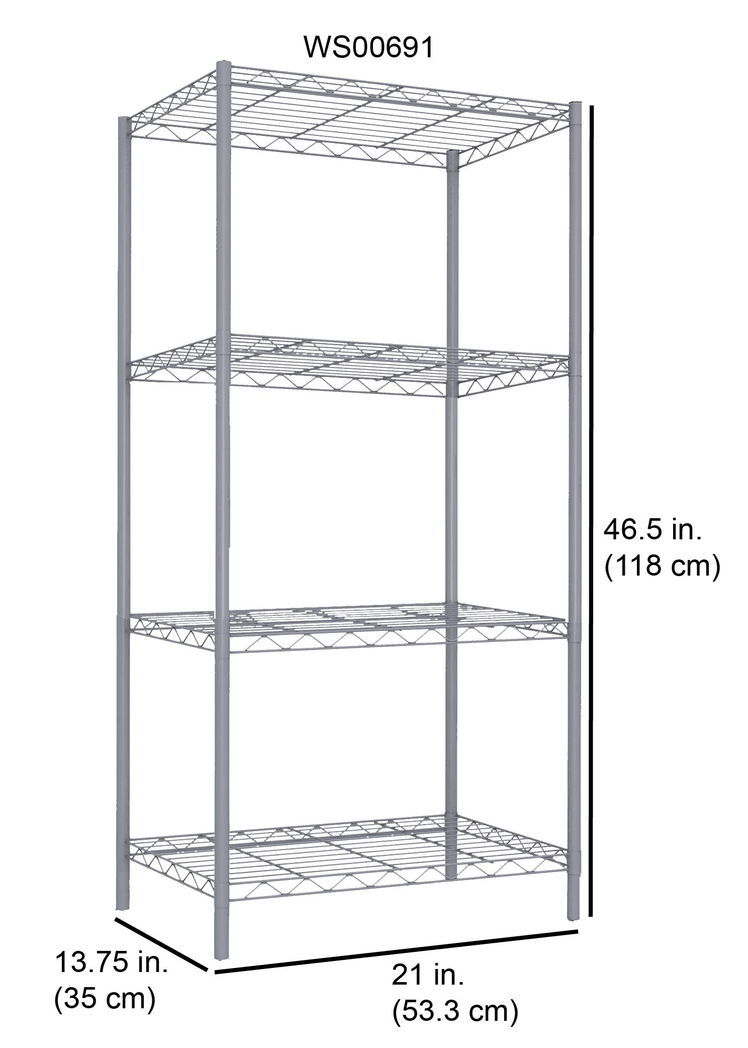 Home Basics 4-Tier Heavy Duty Steel Wire Shelf Rack - Space Saving Storage Organizer for Kitchen, Pantry, Laundry, Garage & Closet - Grey | Perfect for Organizing Spices, Cleaning Supplies & Home Essentials