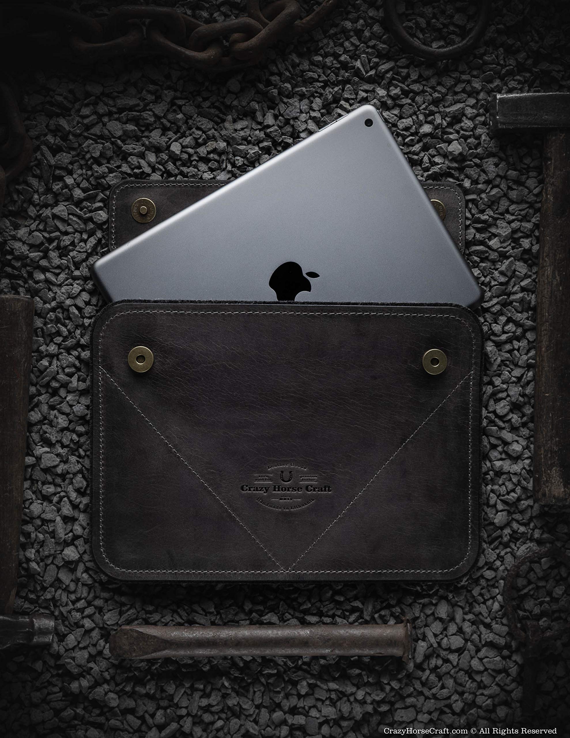 Premium Leather iPad Pro 12.9 Case (Stone Grey) & Wool Felt Sleeve for iPad Pro 11 | Durable Tablet Bag for iPad 10.2 | Crazy Horse Leather Cover for New 2020 iPad Air 10.9 | Perfect for Work, Travel & School Accessories