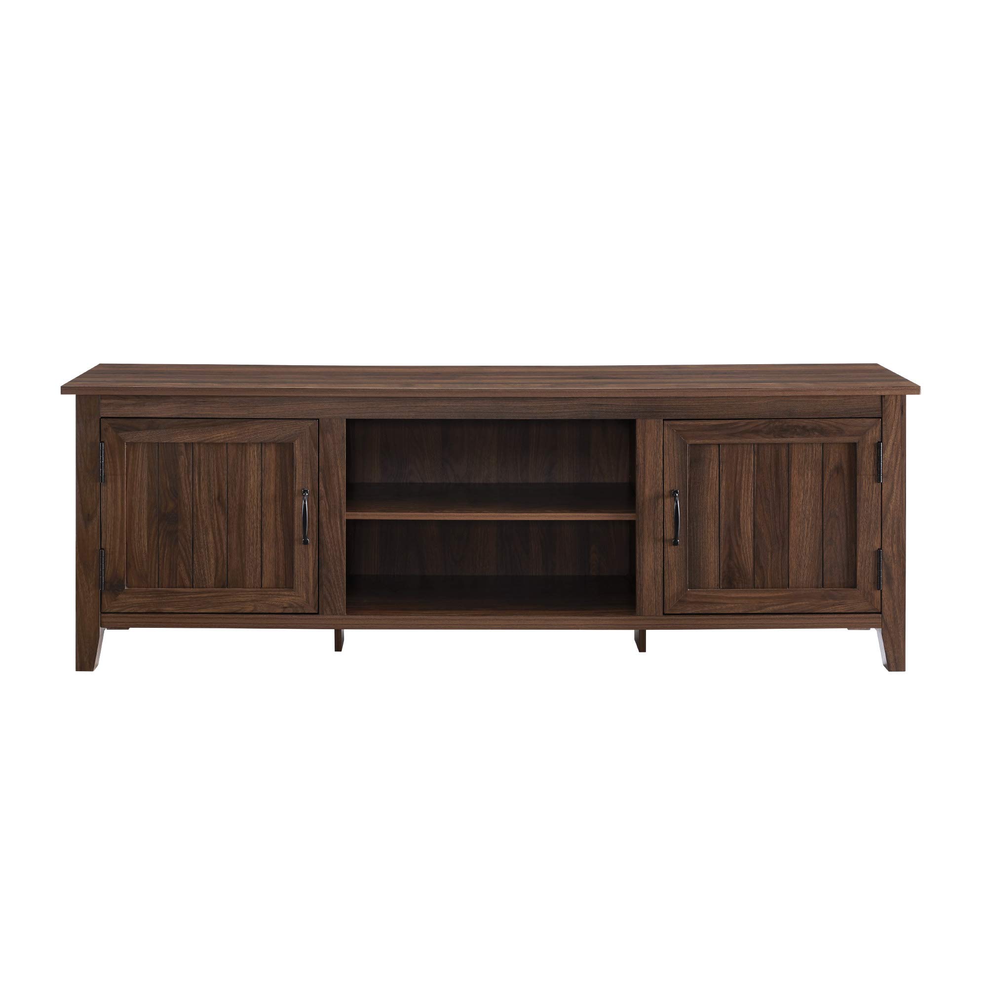 Walker Edison Ashbury Coastal Style Grooved Door TV Stand for 70-80 Inch TVs, Dark Walnut - Perfect for Living Rooms, Bedrooms & Coastal-Themed Home Decor