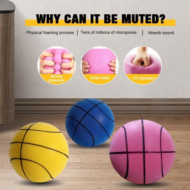 Silent Basketball - High Density Soft Training Ball for Indoor Practice | Quiet Dribbling Basketball for Home, Gym & Apartment Use | Noise-Reducing Basketball for Kids & Adults