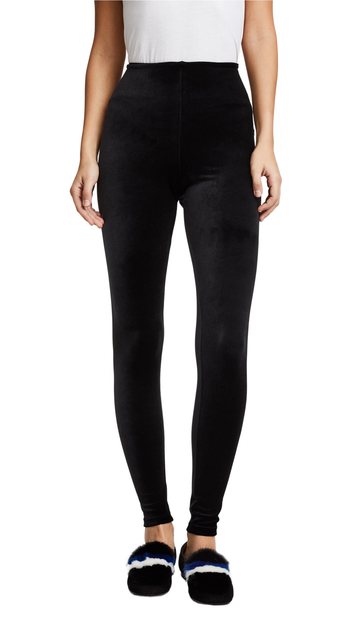 Commando Women's Perfect Control Velour Leggings - High Waisted Tummy Control Yoga Pants, Black Plus Size 2X for Workout, Lounge & Everyday Comfort