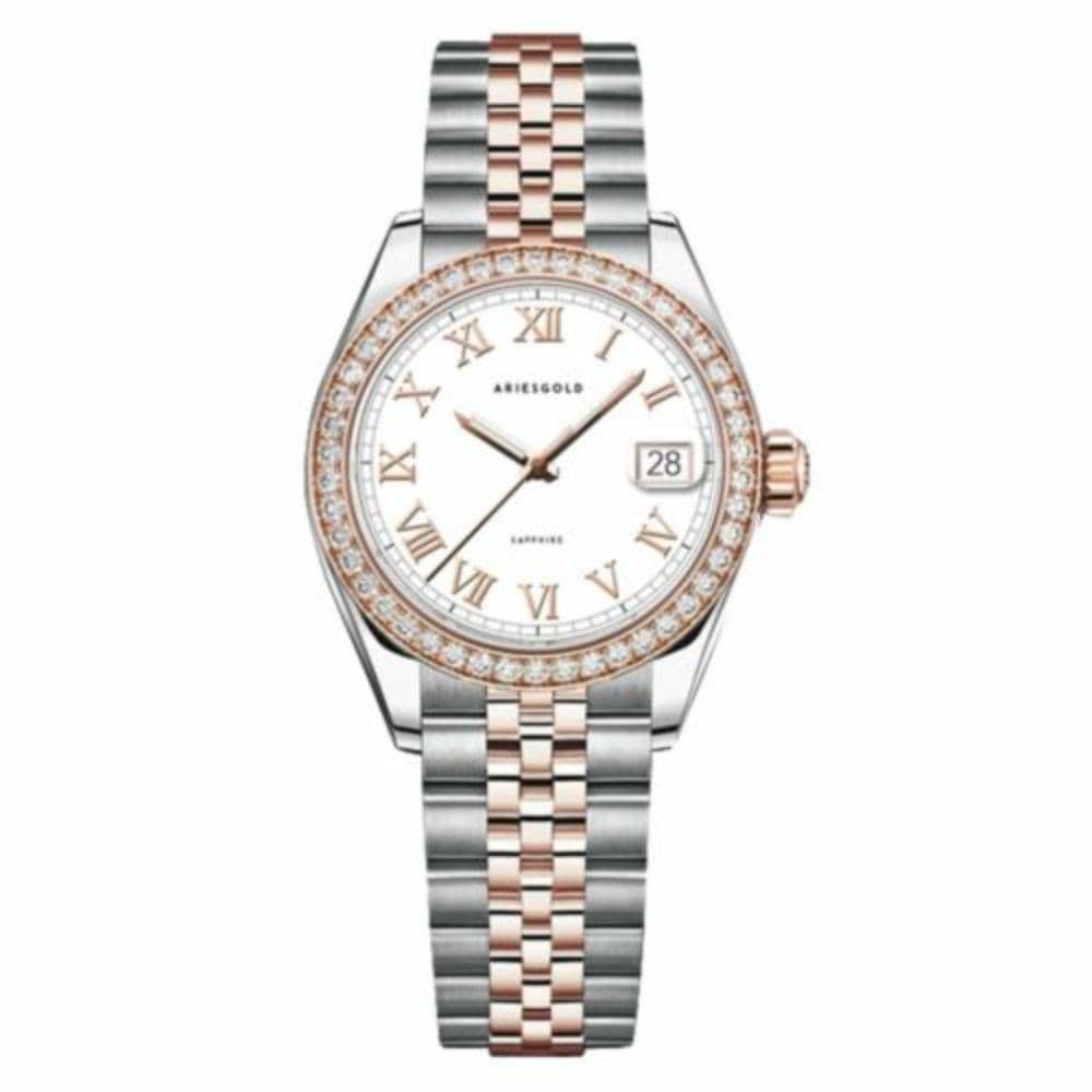 Aries Gold Two-Tone Stainless Steel Women's Watch with Adjustable Strap - Elegant Fashion Timepiece for Women | Perfect for Office, Party & Everyday Wear