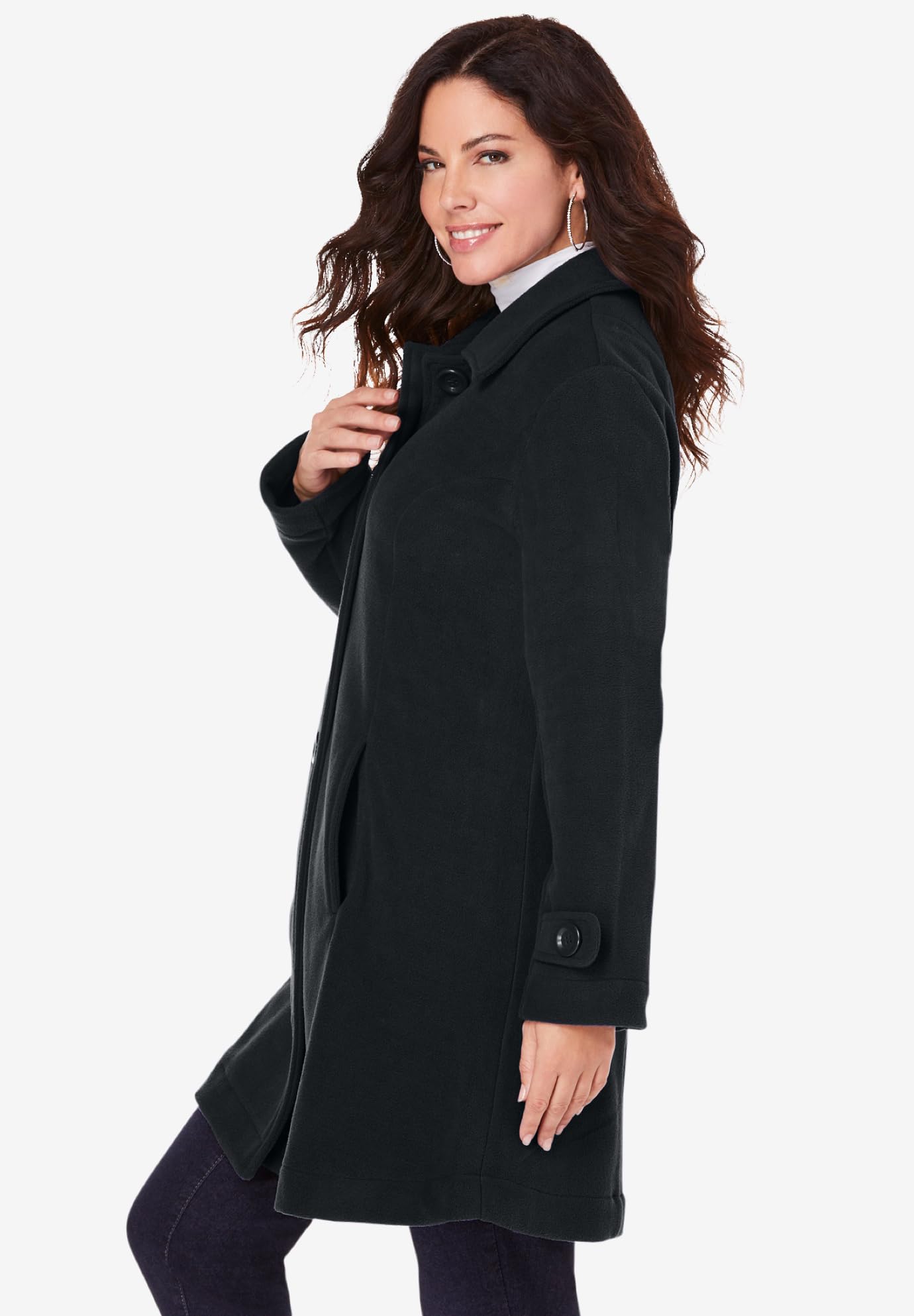 Roaman's Women's Plus Size Fleece Jacket - Warm Cozy Outerwear for Winter, Casual Wear & Outdoor Activities