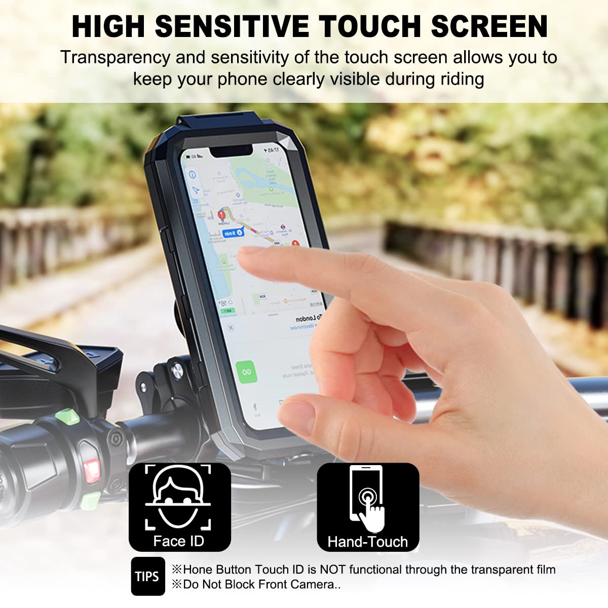 Universal Waterproof Bike Phone Mount - 360° Rotatable Anti-Vibration Bicycle Smartphone Holder with Touchscreen Compatibility for 5.5-6.8 Inch Phones (Large, Black) | Perfect for Cycling, Commuting & Outdoor Adventures