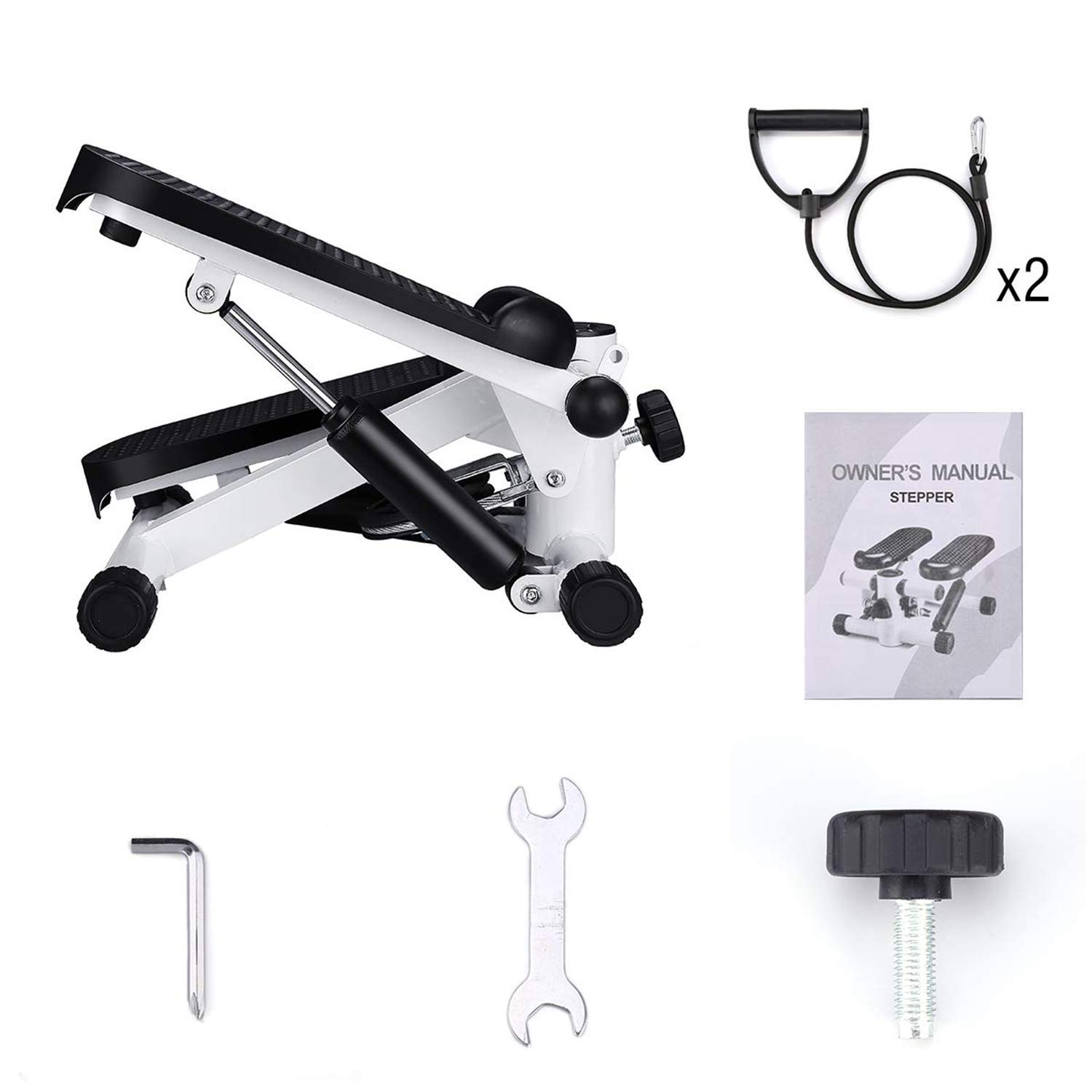 TOAVI Mini Stepper Machine with LCD Monitor & Resistance Bands - Portable Stair Climber for Home Workout, Cardio Exercise Equipment for Women & Men - Perfect for Small Spaces, Office & Apartment Fitness