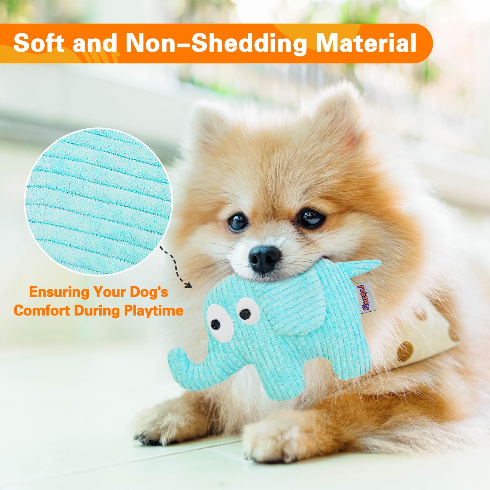 Durable Squeaky Dog Toys for Small & Medium Dogs - Soft Plush Elephant Chew Toy with Non-Shedding Material - Perfect for Indoor Play & Interactive Training Sessions