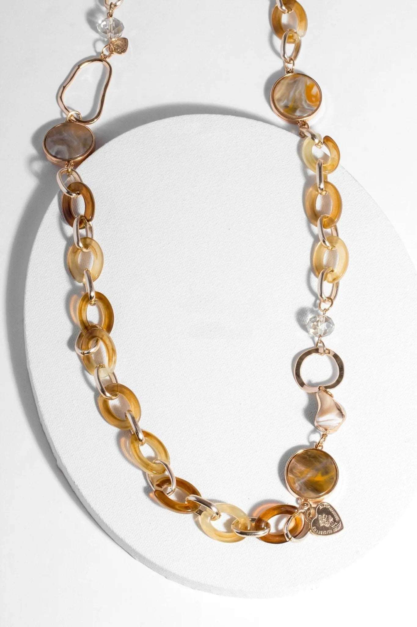 Elegant Gold Metal Amber Long Chain Crystal Necklace for Women - Perfect for Evening Parties, Weddings & Special Occasions
