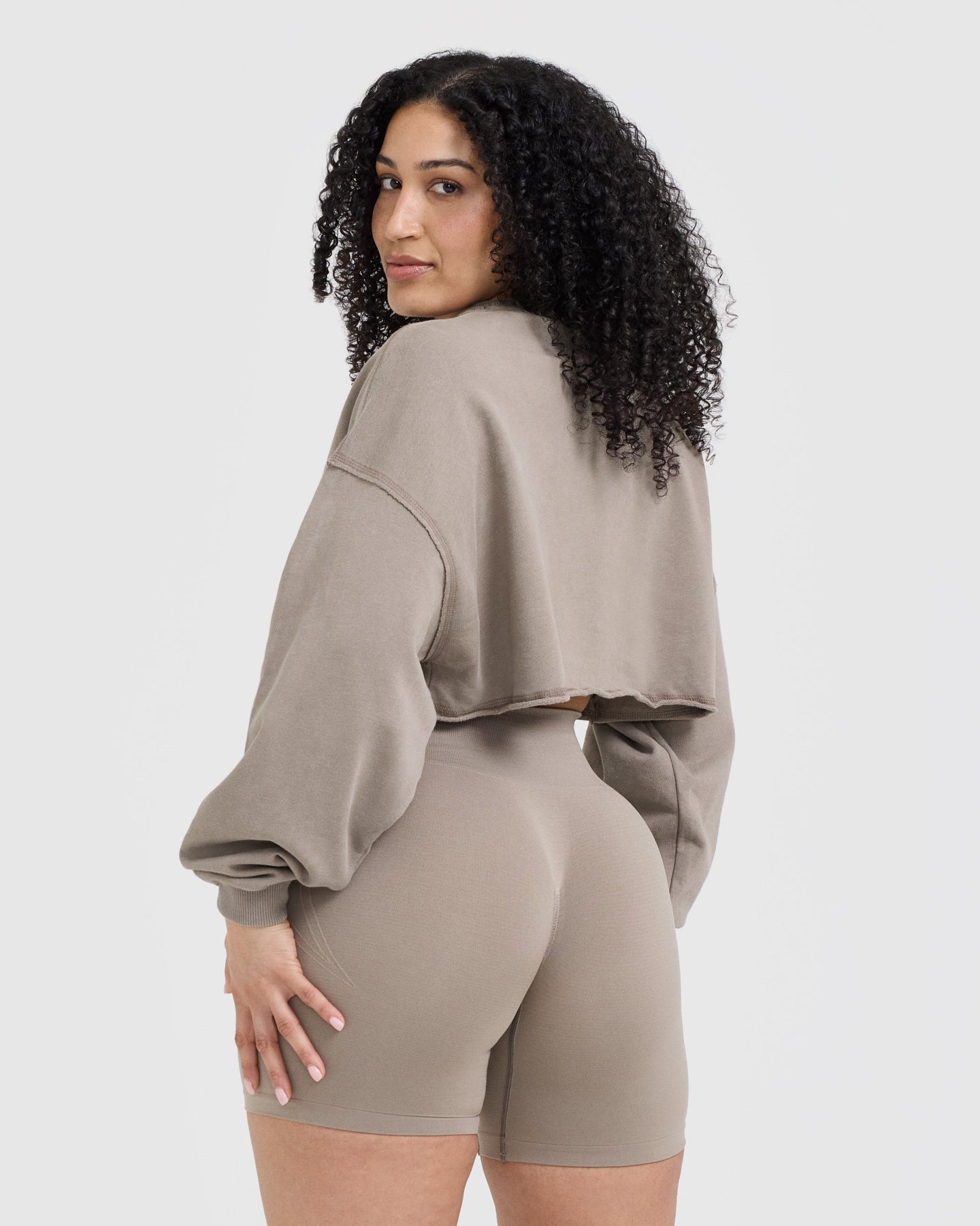 Raw Lounge Crop Sweatshirt | Soft Minky Fabric | Comfortable Casual Wear for Women | Perfect for Lounging at Home or Running Errands