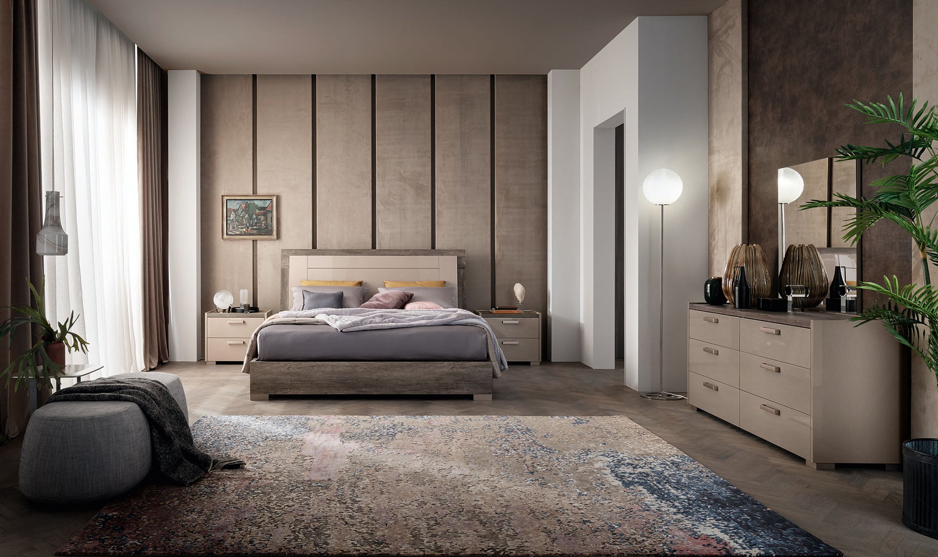 ALF BELPASSO Modern Bedroom Furniture Set - Queen Size Bed Frame, Nightstand & Dresser - Stylish Home Decor for Master Bedroom or Guest Room