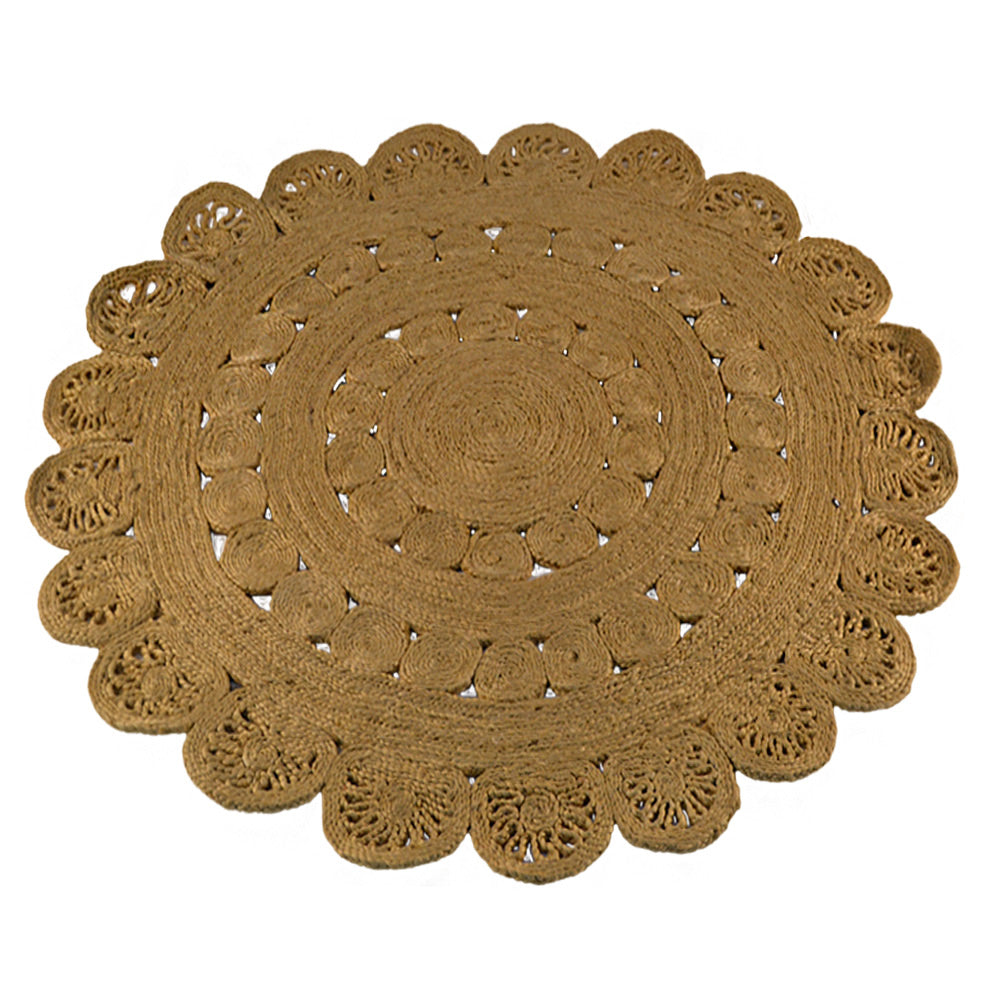 Rugascend Natural Jute Braided Rug - Handwoven Eco-Friendly Floor Mat for Living Room, Bedroom, or Entryway Decor