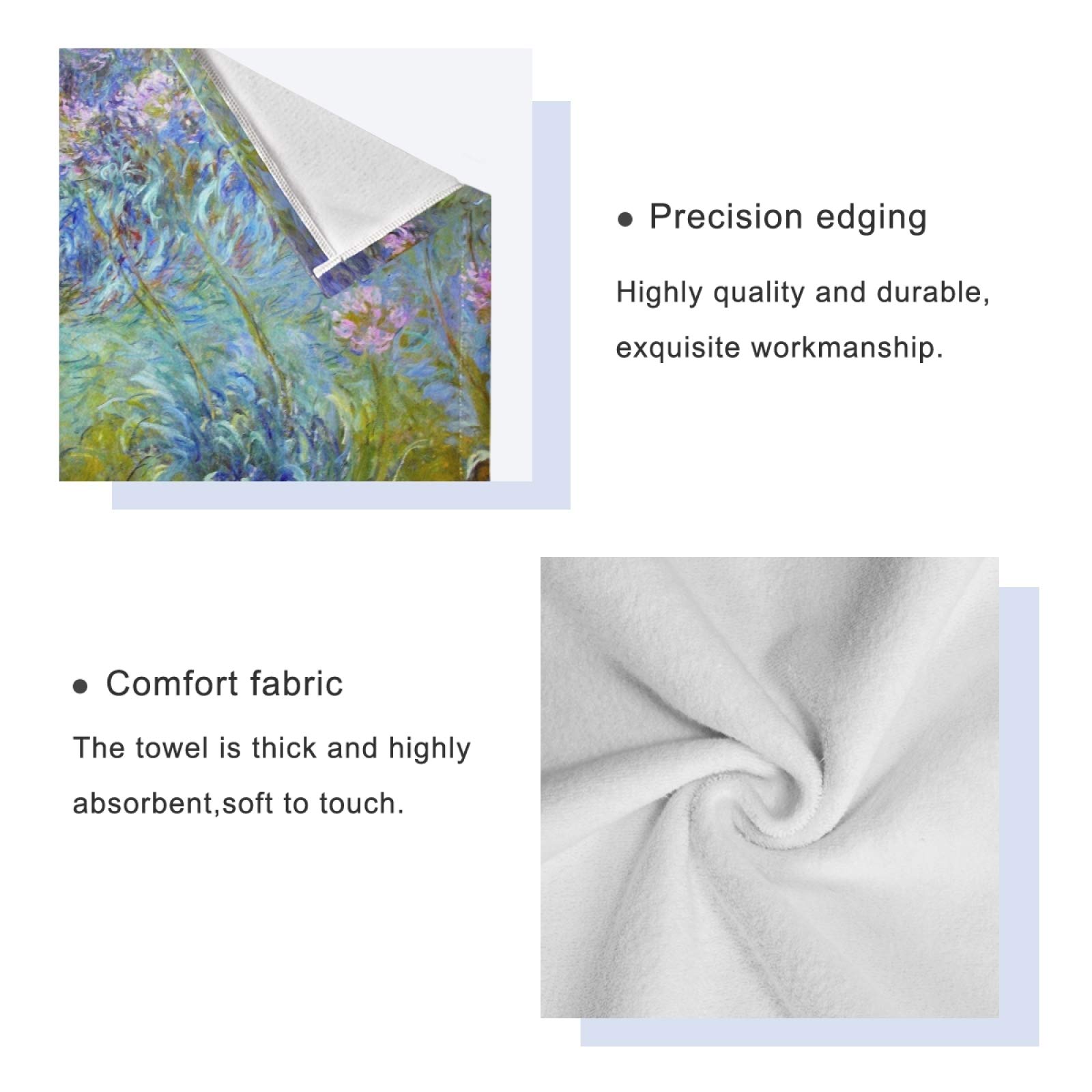 ALAZA Monet Painting03 Luxury Bath Towel Set - 3-Piece Decorative Towel Set Includes 1 Bath Towel, 1 Hand Towel & 1 Washcloth - Ultra Soft Absorbent Towels for Bathroom, Hotel, Gym, Yoga & Spa - Perfect for Home Decor, Guest Towels & Self Care