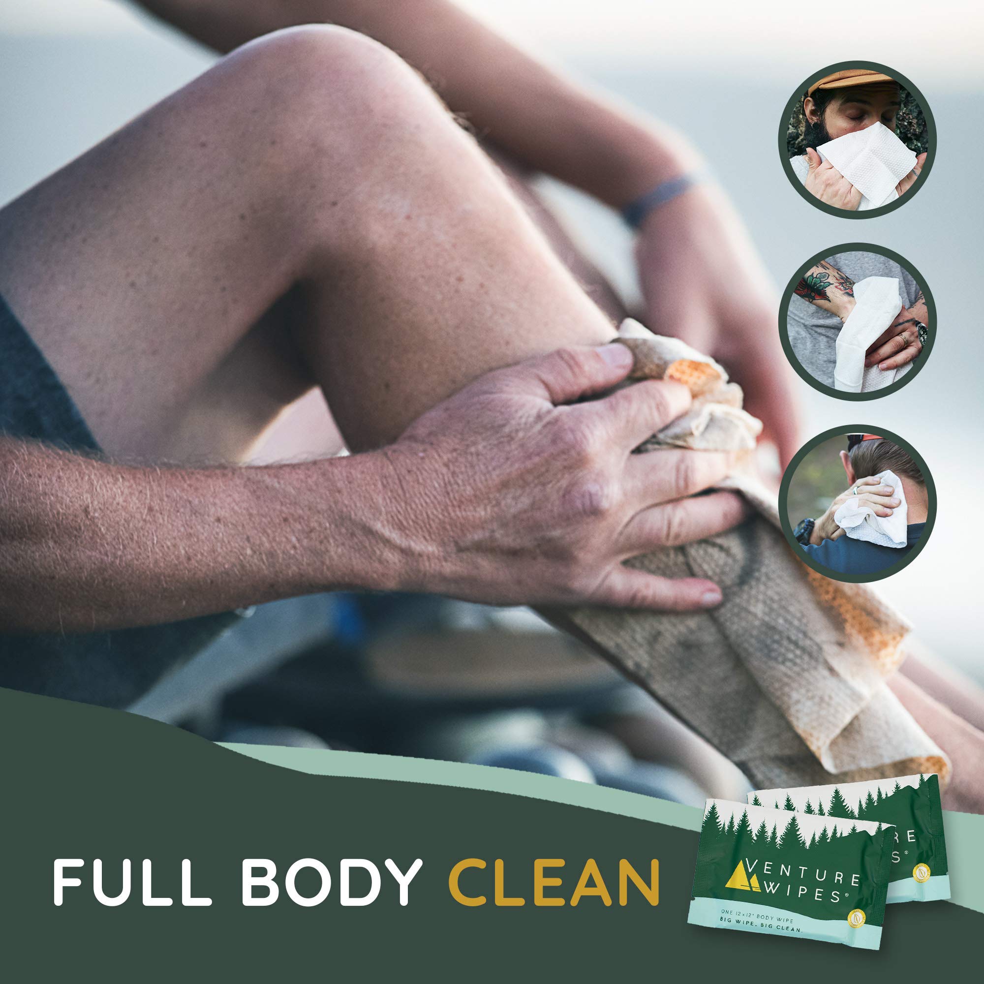 Venture Wipes Tea Tree Oil Body Wipes for Adults - Biodegradable Cleansing Wipes with Aloe & Vitamin E - Individually Wrapped Camping & Travel Essentials - 25 Count Pack - Perfect for Hiking, Gym, Outdoor Adventures & On-the-Go Hygiene