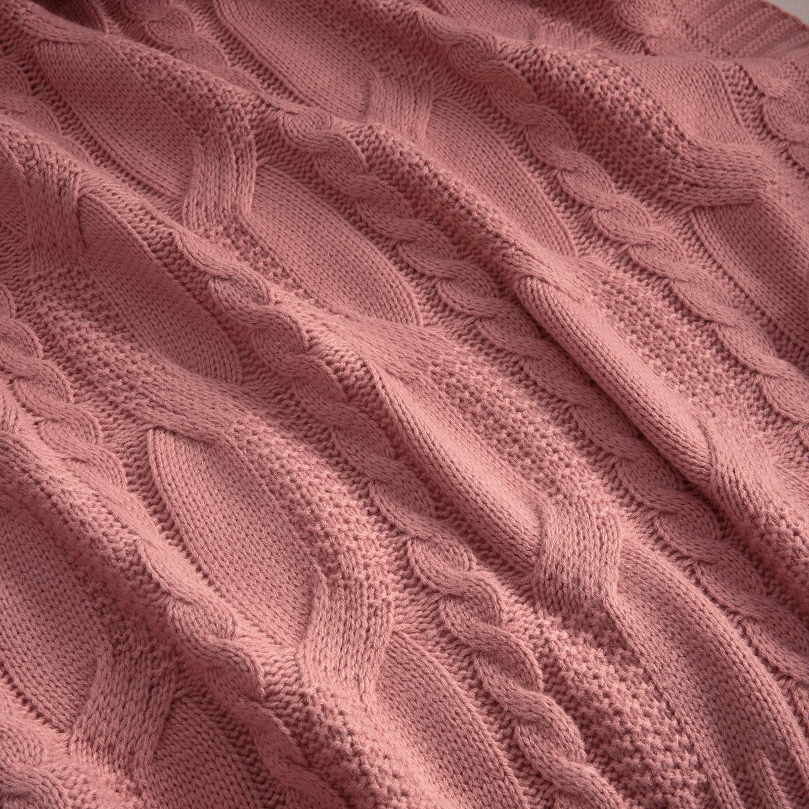 Aormenzy Soft Cozy Dusty Pink Knit Throw Blanket - 50