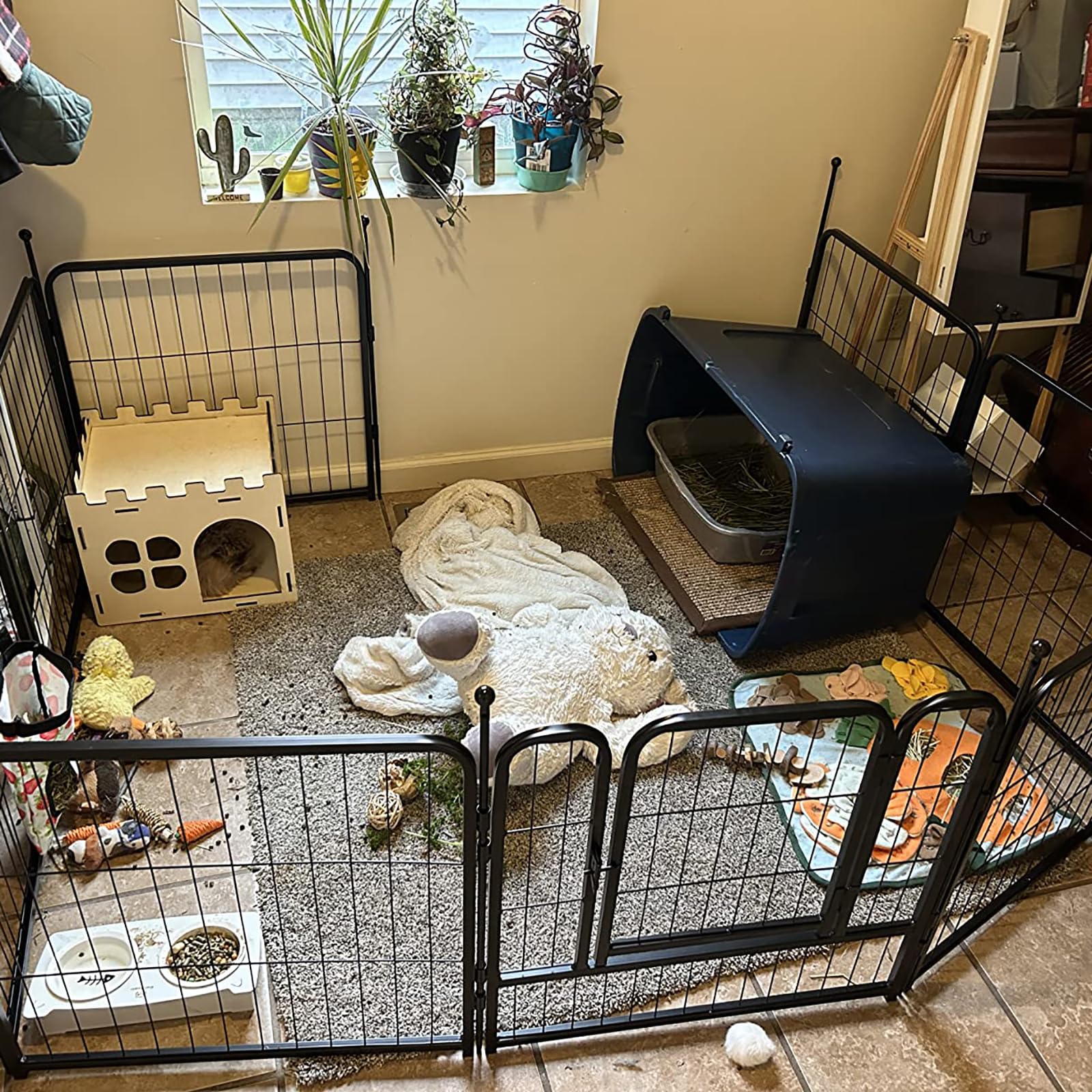 Foldable Metal Dog Playpen - Portable Outdoor Pet Fence for Large/Medium/Small Dogs - 24 Inch 8-Panel Yard Enclosure with Door | Perfect for Backyard, Camping & Indoor Use